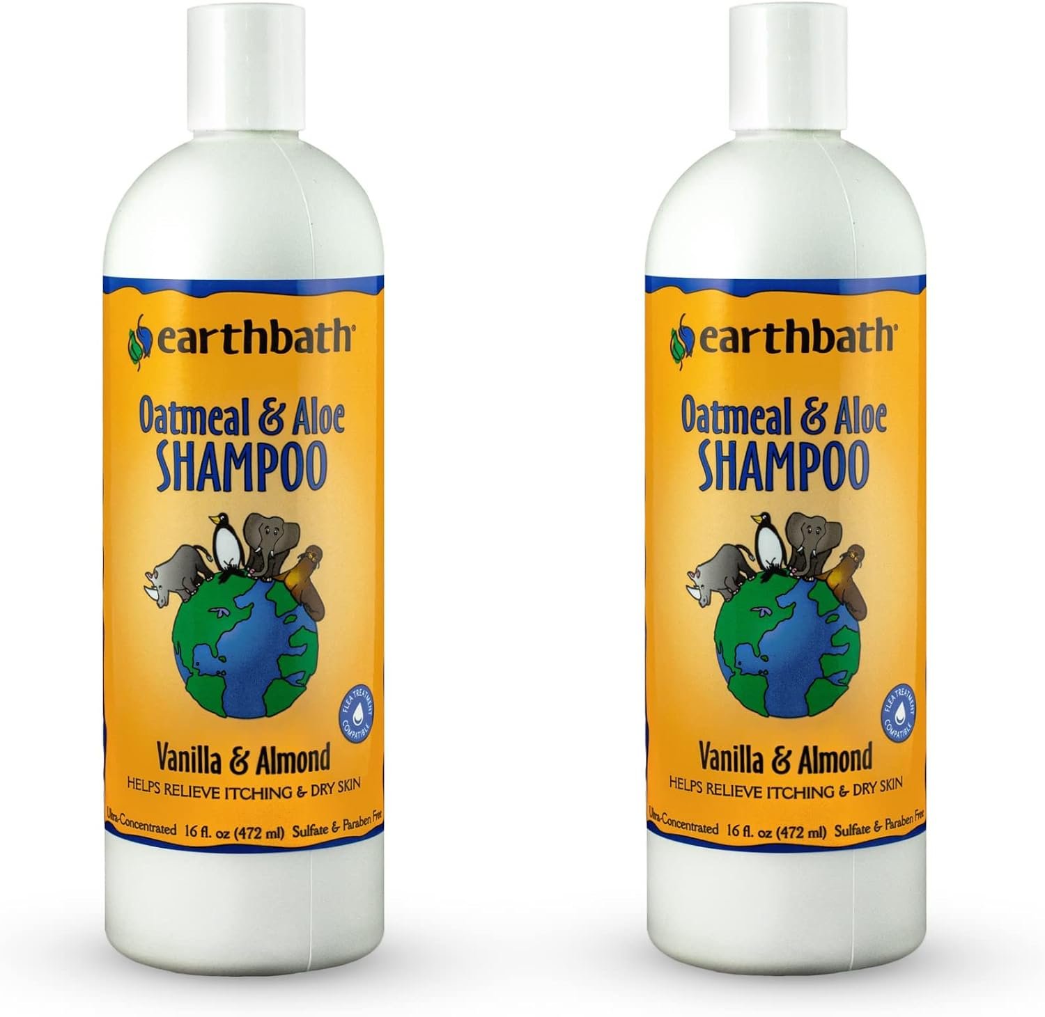 earthbath Oatmeal & Aloe Dog Shampoo, Itchy, Dog Wash, 16 Oz (2 Pack) | Oatmeal Shampoo For Dogs, Dry Skin Relief, Made in USA, Cruelty Free Pet Wash – Vanilla & Almond