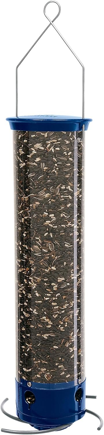 Droll Yankees Whipper Squirrel-Proof Bird Feeder for Outdoors | 5lb Seed Capacity, Weight-Activated Collapsible Perches, Heavy-Duty Metal Construction, Powder-Coated Tube Feeder, YCPW-180-M