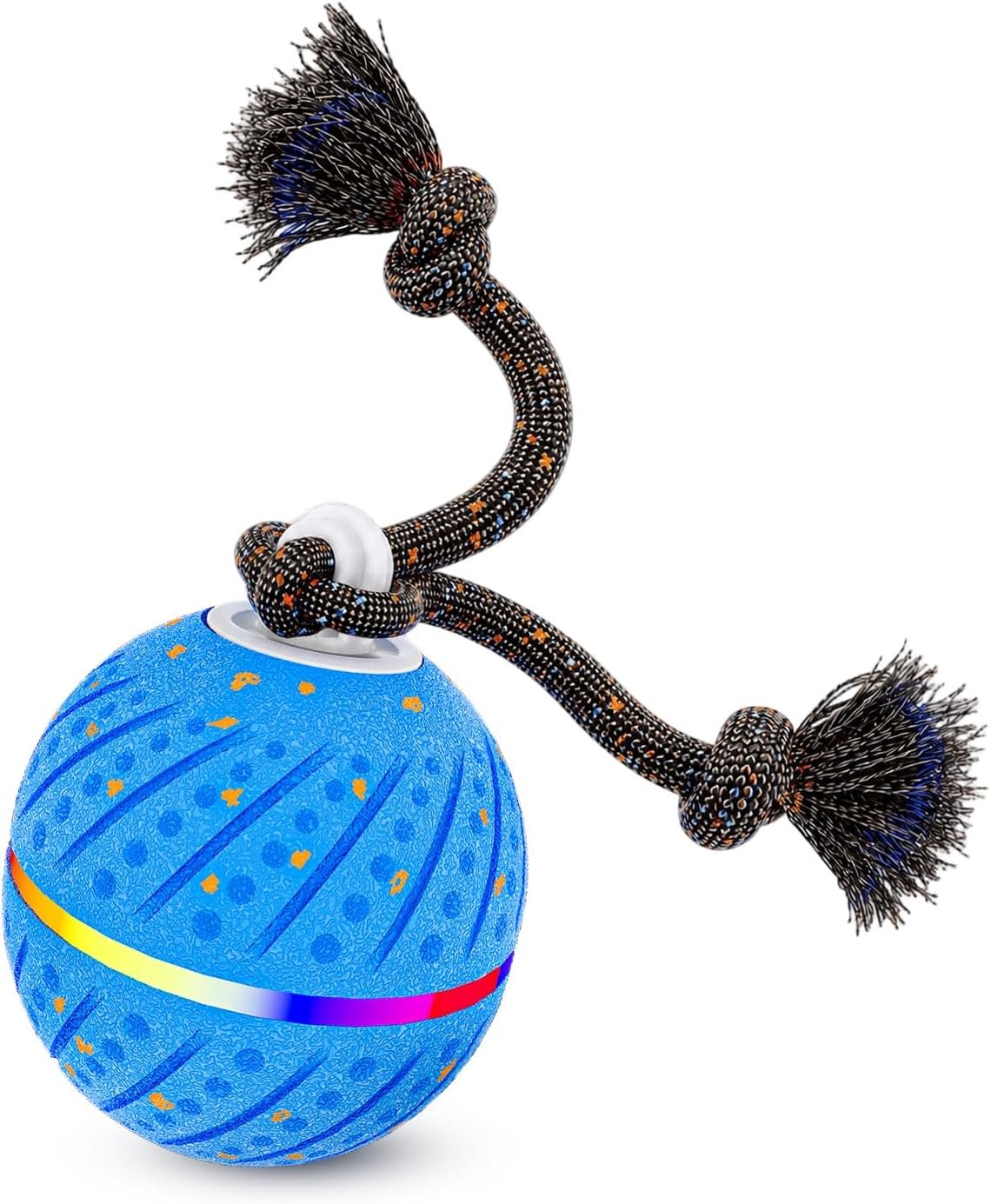 Smart Interactive Dog Toys Ball for Aggressive Chewers Medium Large,E-TPU | Auto-Moving & Bouncing Ball, 2 Modes with RGB Lights & Bird Sounds,Bite-Resistant Rope, IP54 Waterproof, Type-C Fast Charge