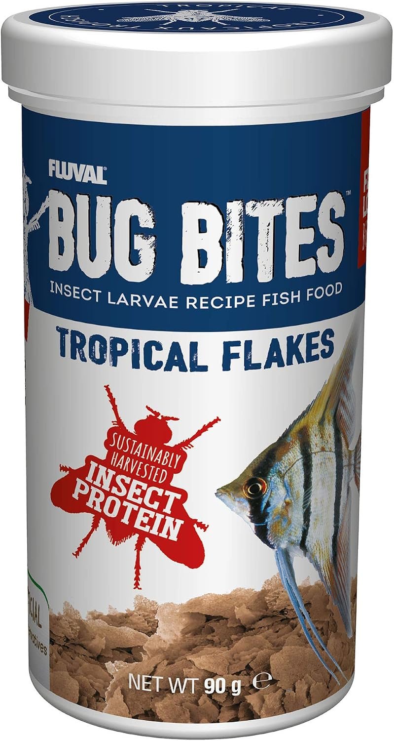 Fluval Bug Bites Tropical Fish Food, Flakes for Small to Medium Sized Fish, 3.17 oz., A7332, Brown