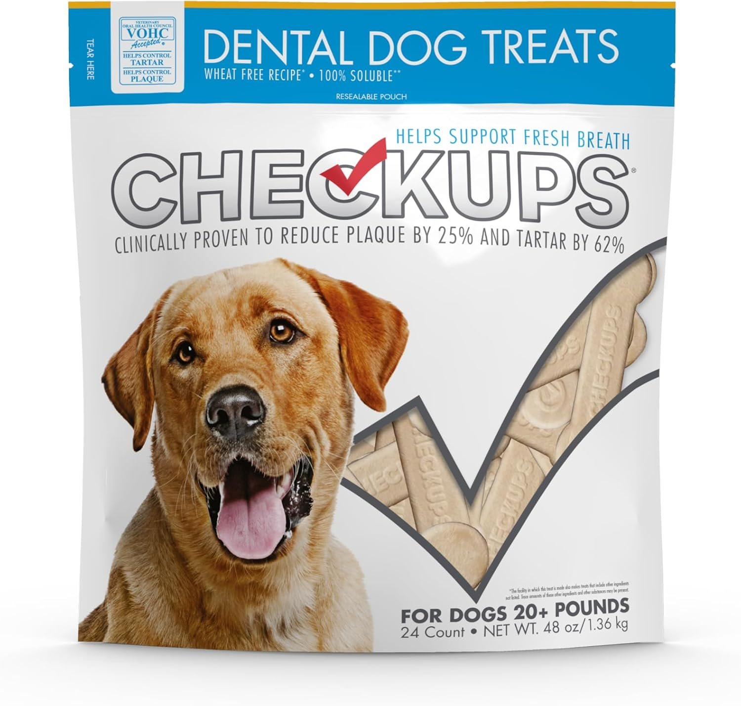 Checkups Dental Dog Treats, 24 Treats – 48 oz.