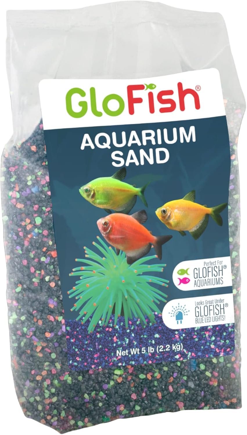 GloFish Aquarium Sand 5 Pounds, Black with Highlights, Complements GloFish Tanks and Décor