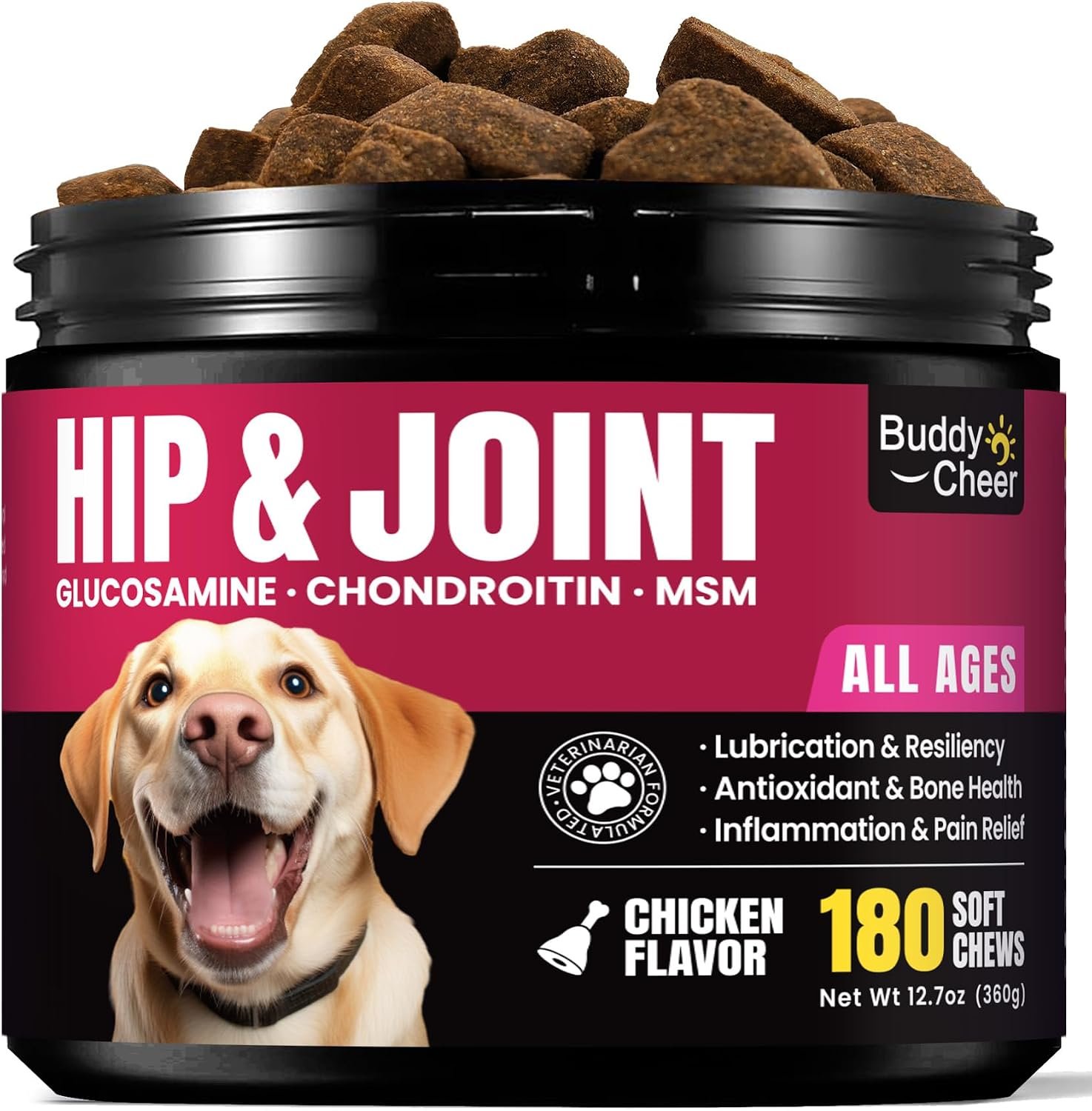 Glucosamine for Dogs – Hip and Joint Supplement Chews for Senior & Large Breed, Joint Supplement for Dogs with Chondroitin, Wuffe Joint Chews for Pain Relief – 60-Day Satisfaction Guarantee – 180 Ct