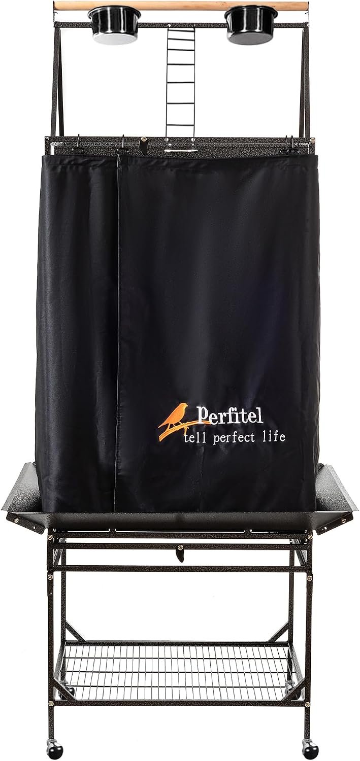 Bird Cage Cover Black Good Night Blackout Birdcage Cover (61 inch) | Durable Breathable Washable Material, Create Quiet Environmente