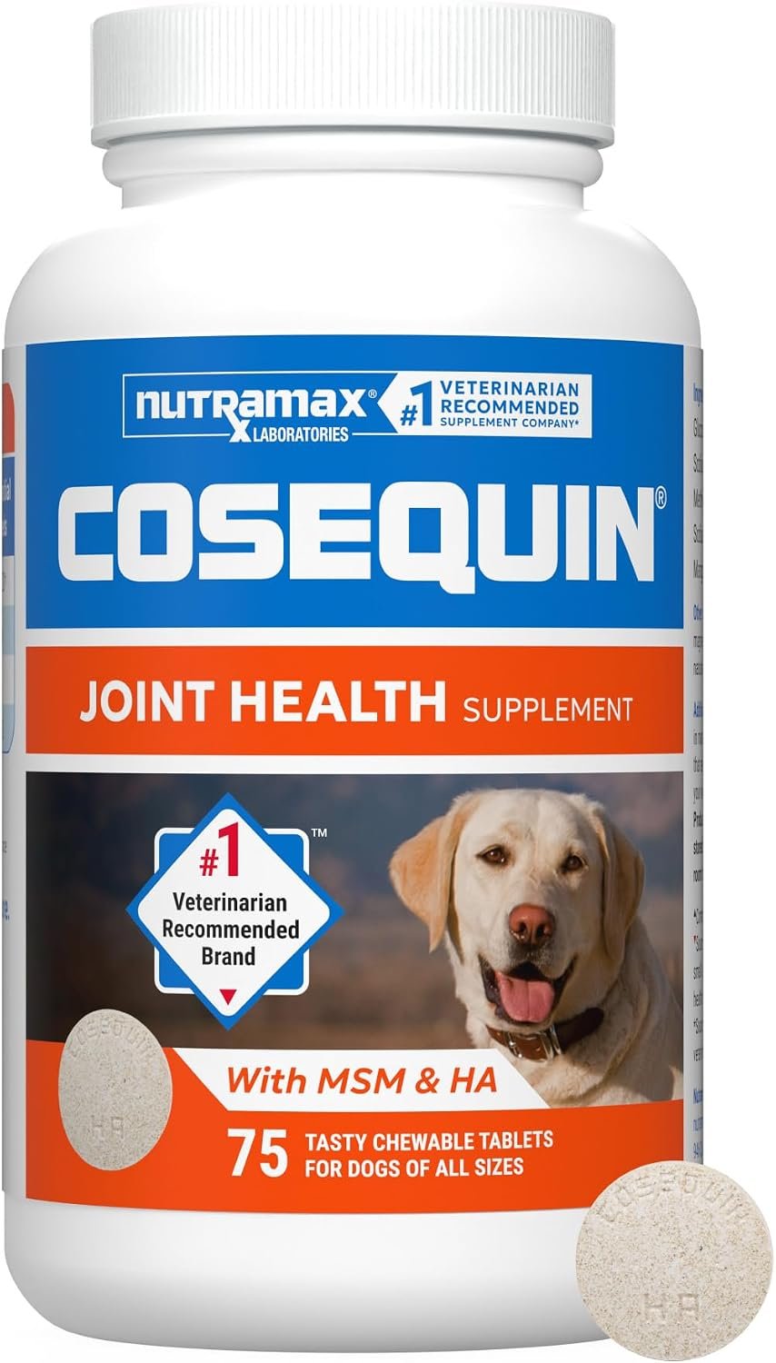 Nutramax Cosequin for Dogs Joint Health Supplement, Contains Glucosamine for Dogs, Plus Chondroitin, MSM and HA, Supports Healthy Joints, Chewable Tablets, 75 Count
