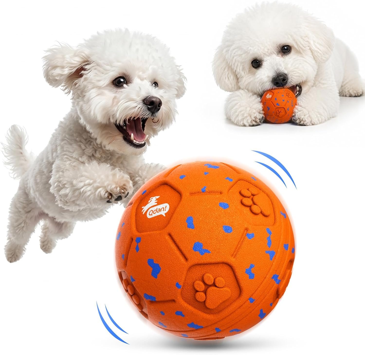 QDAN Interactive Dog Toys, Automatic Moving Dog Balls with 3 Modes, 2.7Inch | Rechargeable E-TPU Bouncing Dog Ball Toy for Small and Medium Dogs, Durable Smart Puppy Toys for Boredom Relief (Orange)