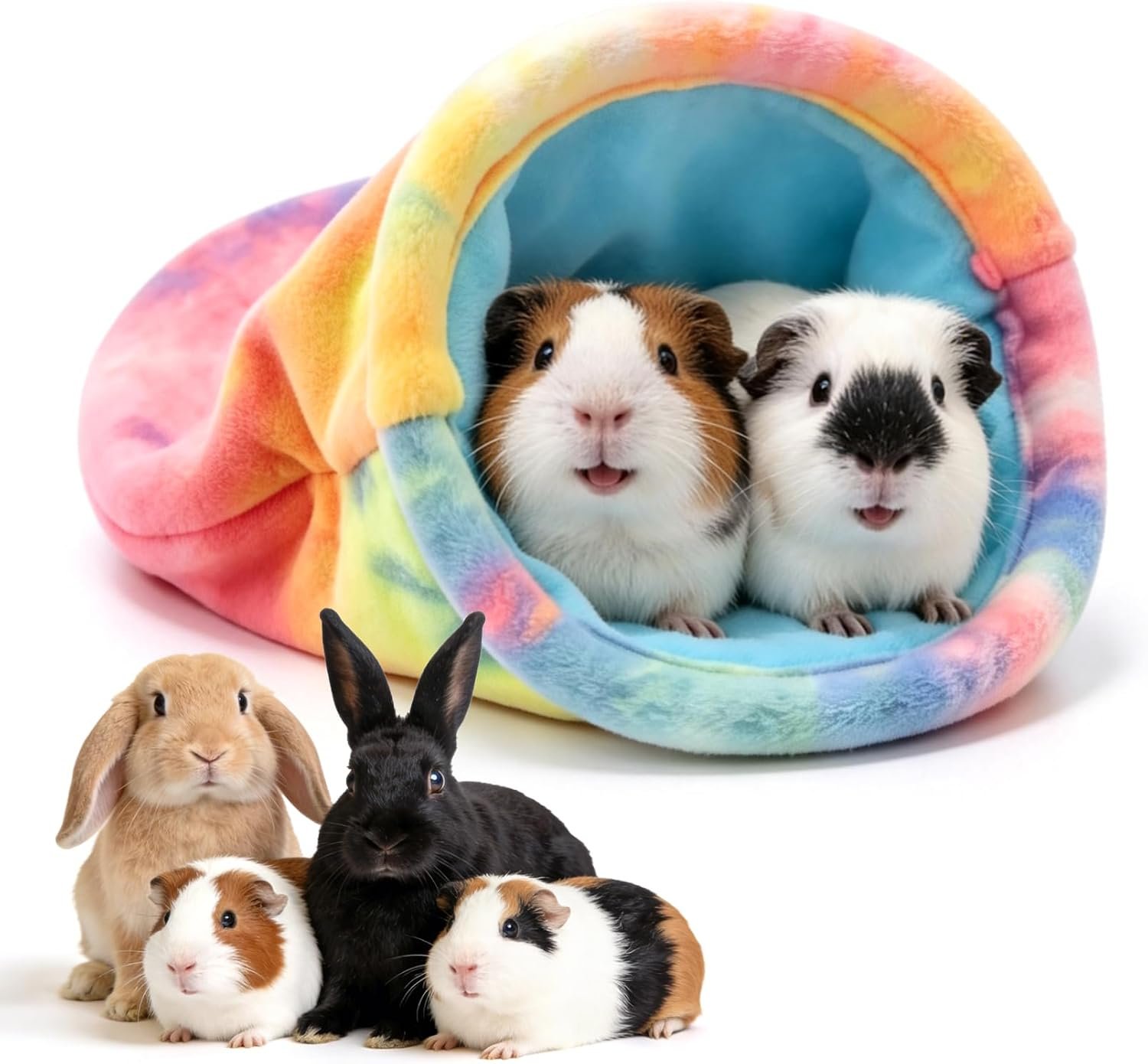 RAINFLOW Cute Guinea Pig Snuggle Sack – Fleece Small Animal Sleep Bag, Pink | Soft Anti-Collapse Opening Cage Liner Hideout, Washable Bunny Rabbit Bed for Hamster, Ferret, Hedgehog & Indoor Small Pets