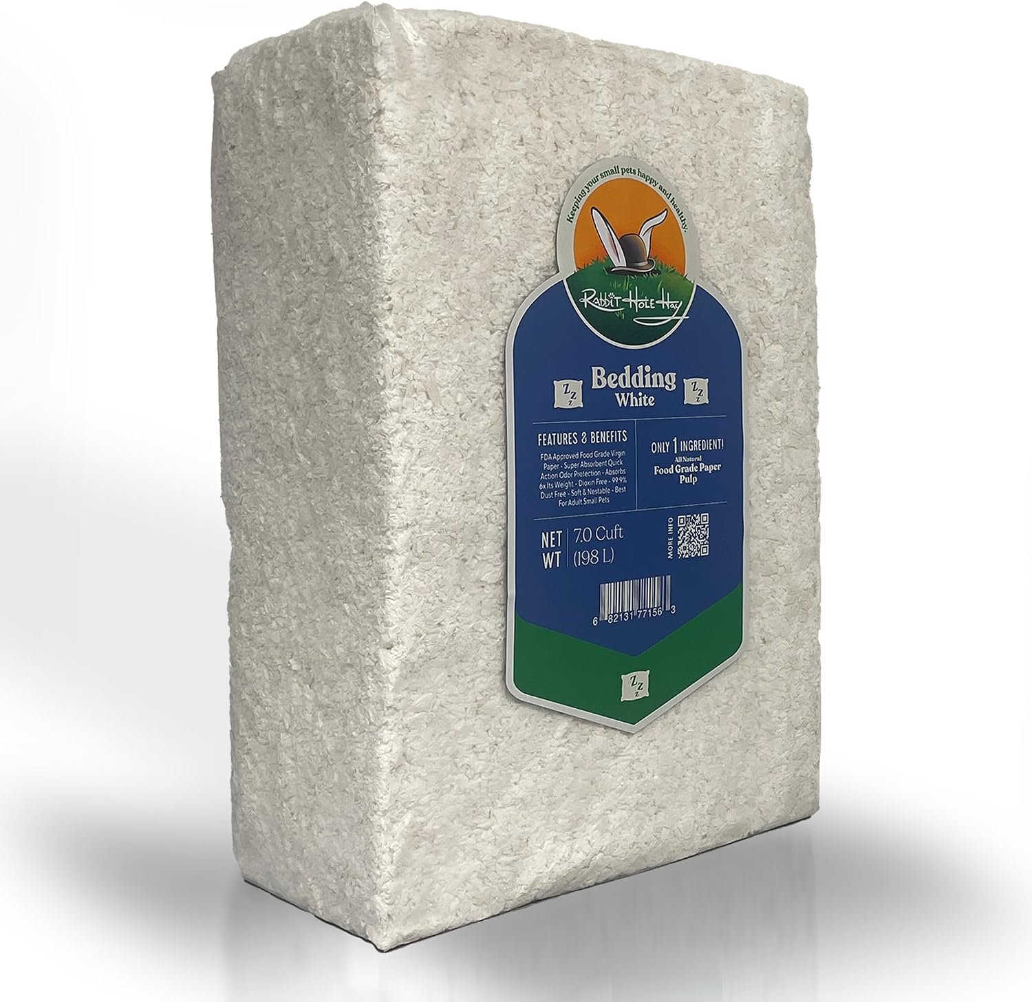 Rabbit Hole Hay – Ultra Premium Food Grade Bedding, White, 7.0 cu ft – Dust-Free & Hypoallergenic