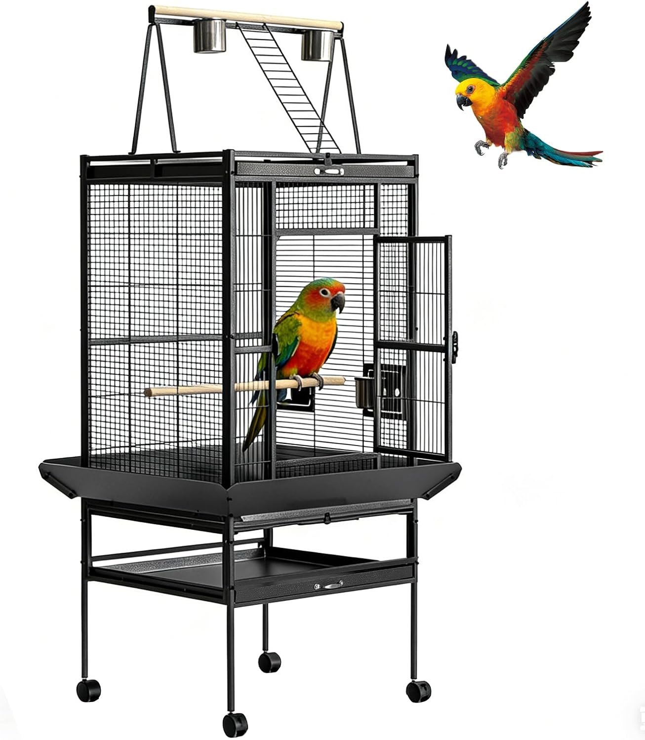 Garvee 68″ h Large Bird Cage, Rolling Play Top Parakeet Cage, Big Bird Cages for Parrots, Parakeets, Cockatiels, Conures, Budgie, Lovebird
