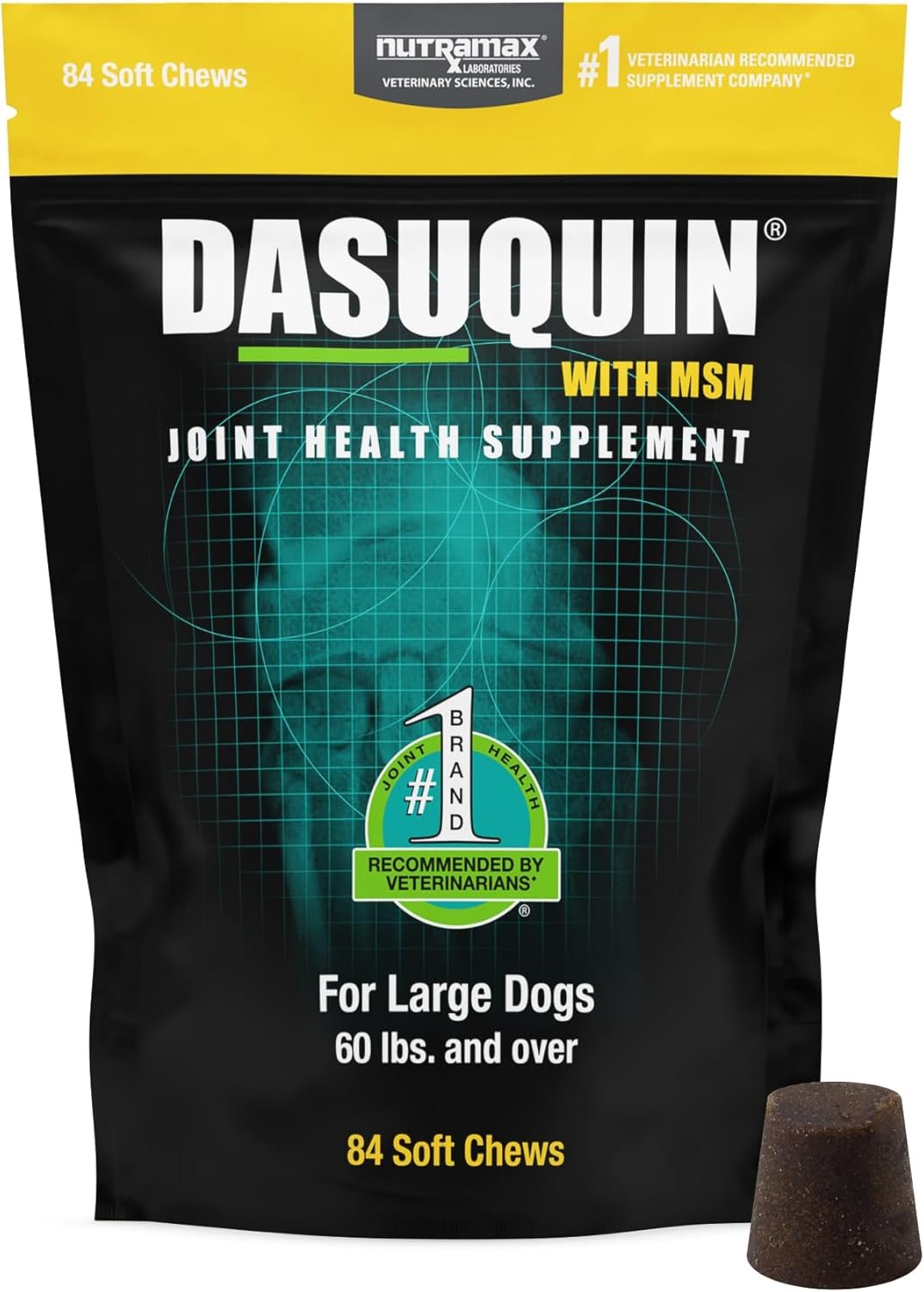Nutramax Dasuquin MSM Joint Supplement for Large Dogs, Soft Chews, 84ct | Glucosamine and Chondroitin, ASU, MSM, Supports Healthy Joints, For Dogs Over 60 lbs, All Ages, Soft Chews