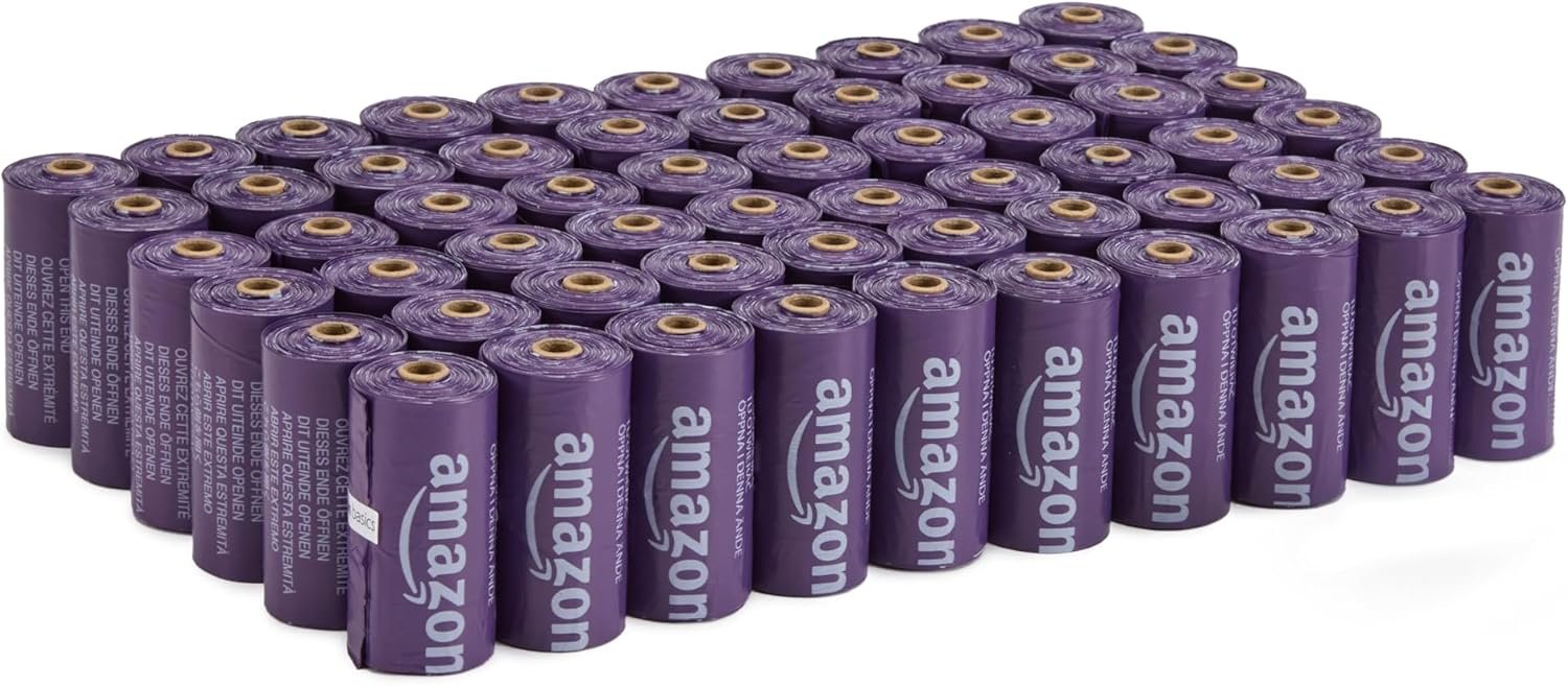 Amazon Basics Premium Lavender Scented Standard Dog Waste Bags, 900 bags,15 Count (Pack of 60)