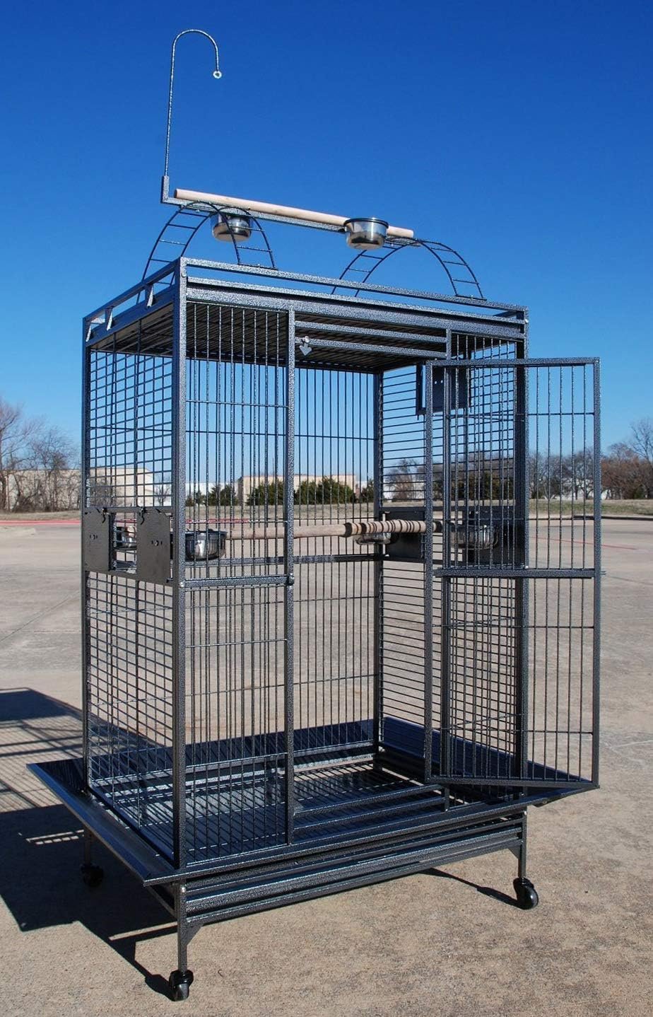 XX-Large Castle PlayTop Parrot Sturdy Wrought Iron Cage 32″ W x 23″ L x 66″ H for Large Size Macaws Cockatoos African Grey Amazon