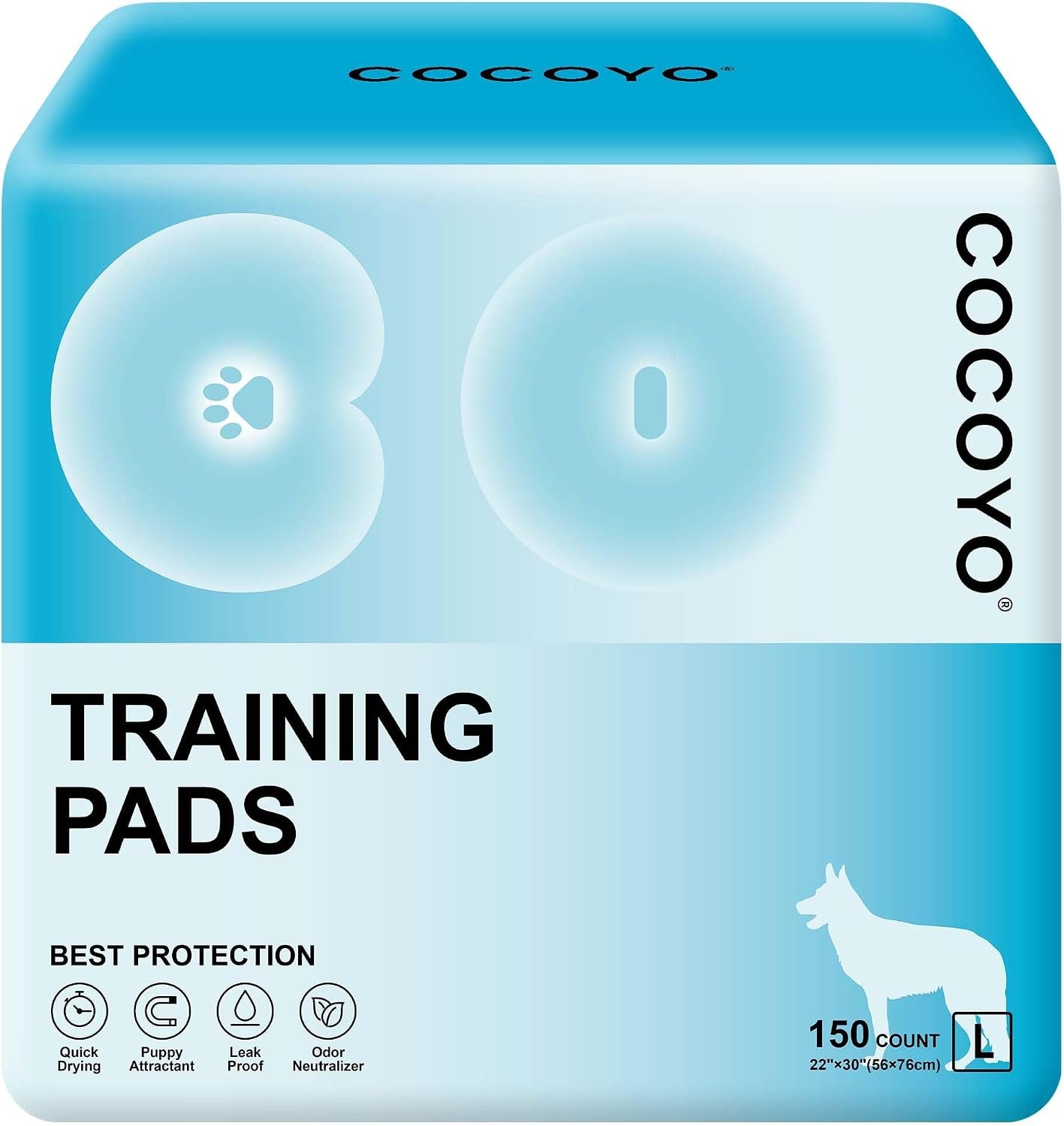 COCOYO Dog Training Pads Large Size丨Eliminating Urine Odor Puppy Pads 丨 Premium Dog Pee Pads Value Pack (75 Count, L 26×30 inch)