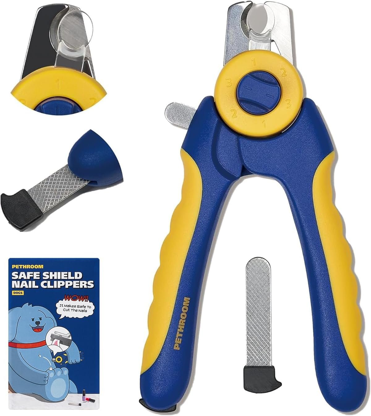 Professional Dog Nail Clipper with Safety Guard, Avoid Overcutting | Adjustable Cutting Length 1–3mm, Durable Stainless Steel Pet Nail Trimmer for Small, Medium & Large Dogs and Cats