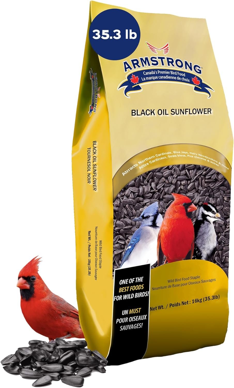 Armstrong Wild Bird Food Black Oil Sunflower Bird Seed, 35.3 Pounds – for Northern Cardinals, Blue Jays and Hairy Woodpeckers – Ideal for Outside Feeders