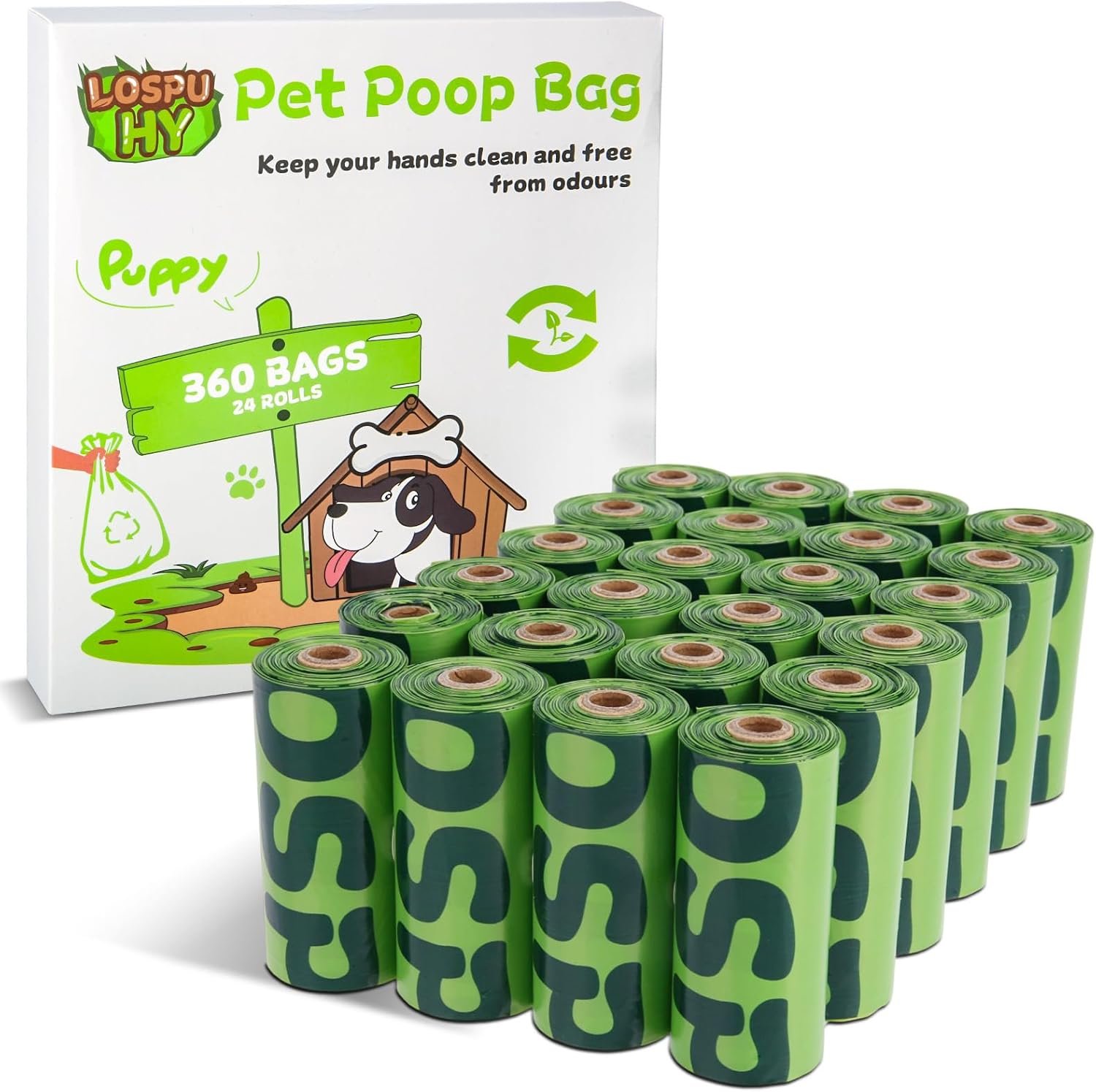 Dog Poop Bags Rolls, Extra Thick Leak Proof Pet Waste Bag, 360 Count Tear Resistant Poop Bags for Dogs for Outdoor Doggie Walking and Cat Litters Cleaning