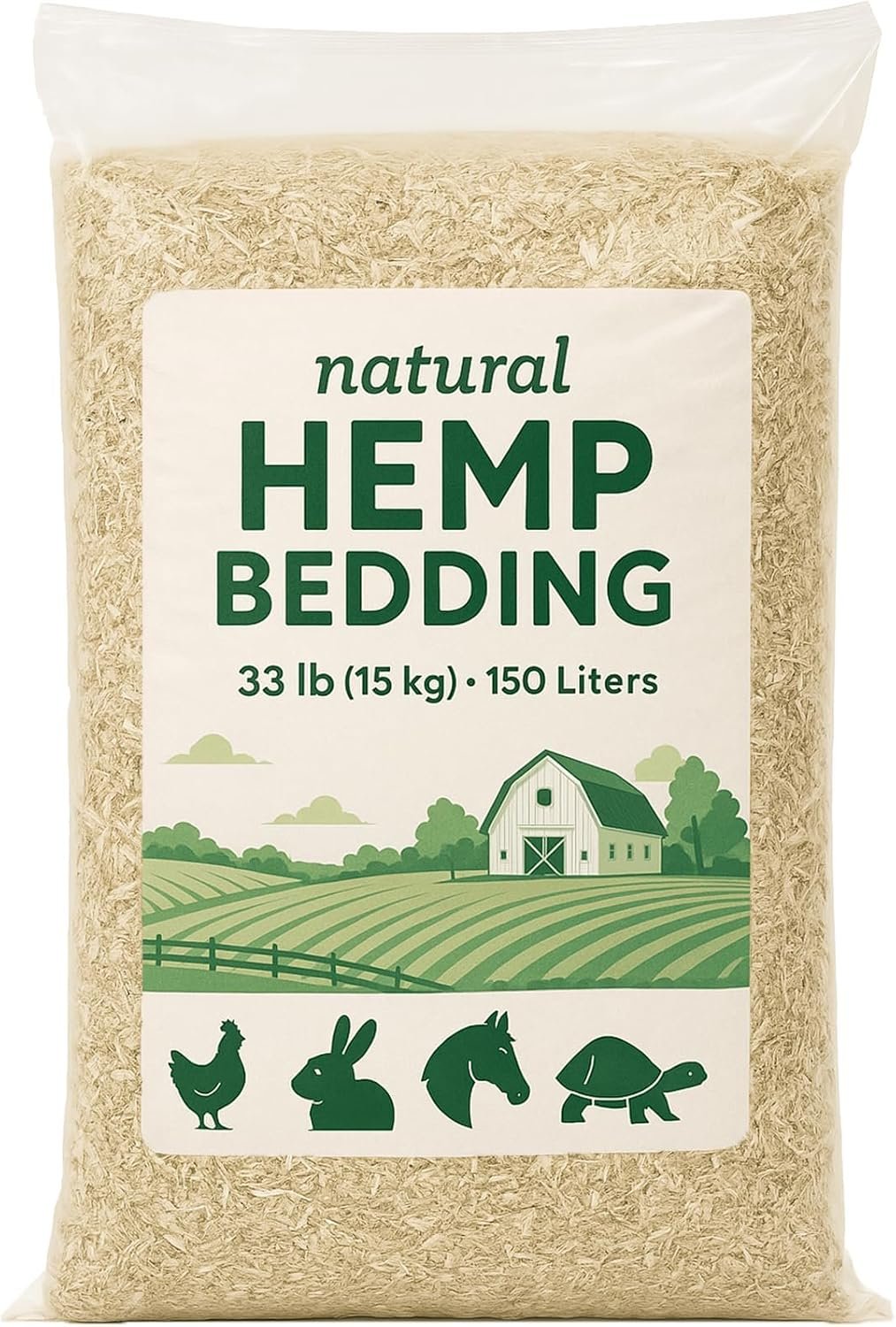 Hemp Bedding – Low Dust, Super Absorbent, Natural Odor Control, Eco-Friendly for Chicken Coops, Rabbits, Horses & Reptiles, 33 lb (Pack of 1)