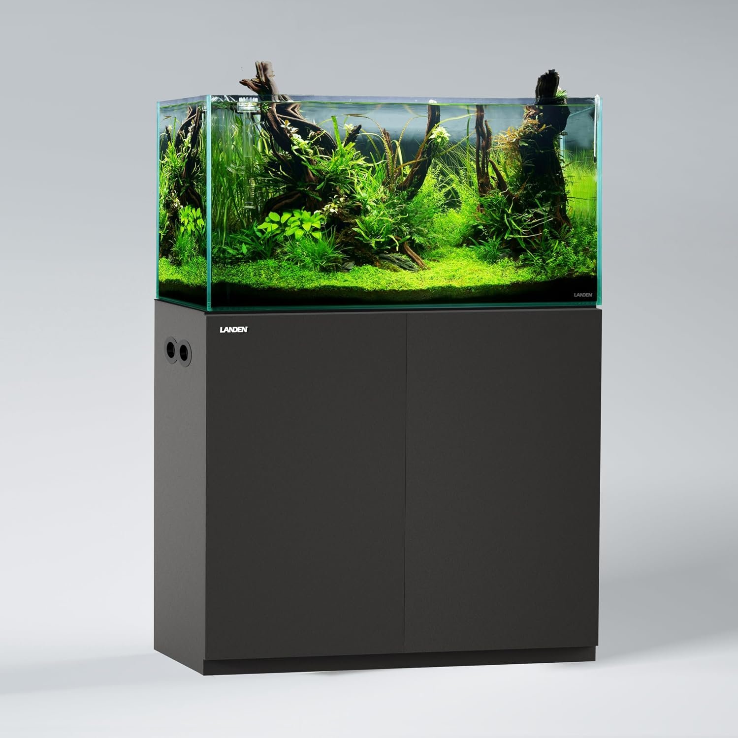 LANDEN Aquarium Wooden Stand and Cabinet for up to 55 Gal Tank, Fish Reptile Sea Salt WaterTank Stand, Nano Foam Leveling Mat Included, W35.5xD19.7xH31.5 in, Wooden Matte Black Painted(Stand Only)