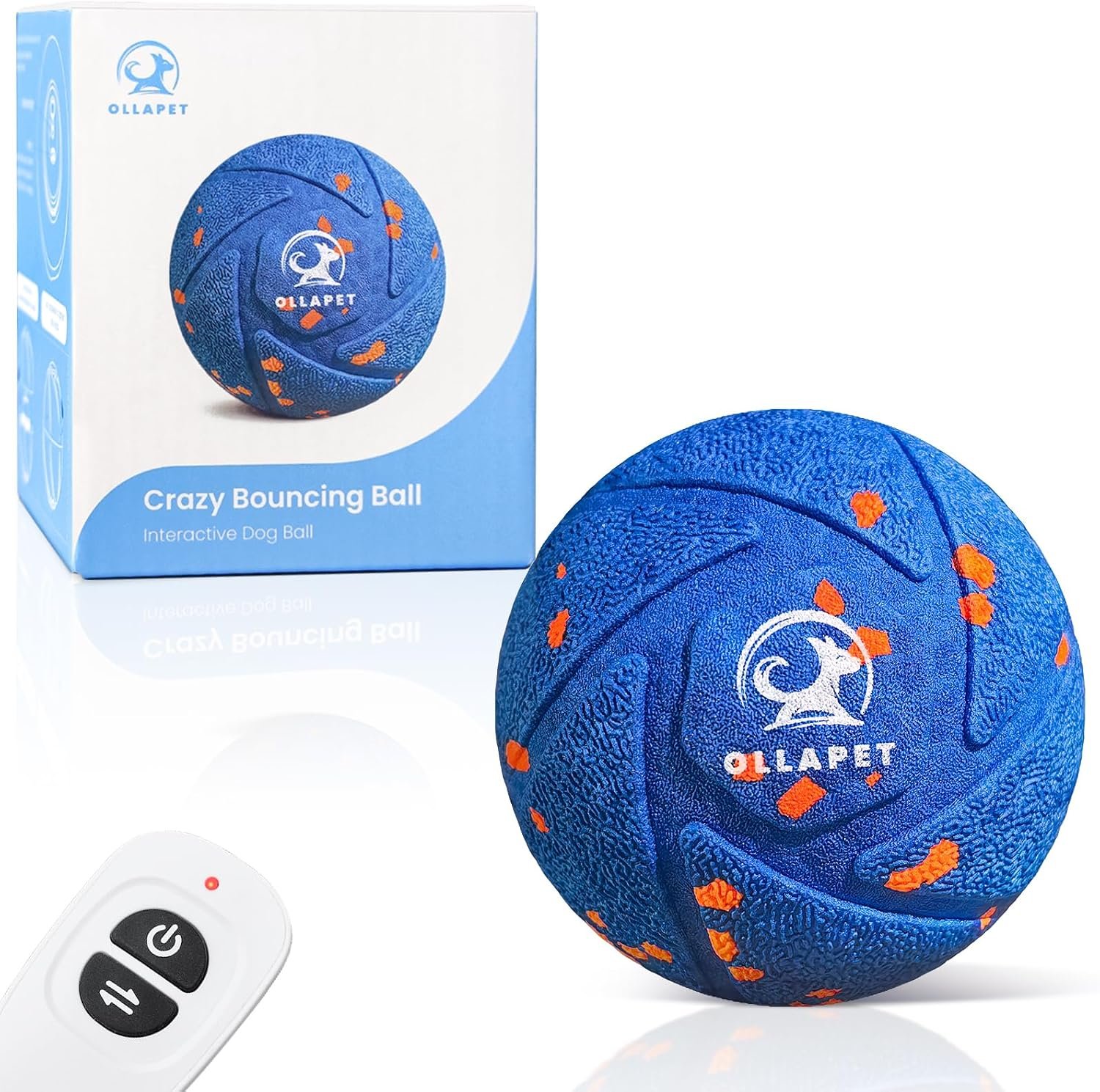 Interactive Dog Toys Dog Ball – Auto Bouncing & Rolling, Chew-Resistant E-TPU Material, 3 Interactive Modes, IPX7 Waterproof, Smart Chase Pet Toy Ball for Medium and Large Dogs (Blue)