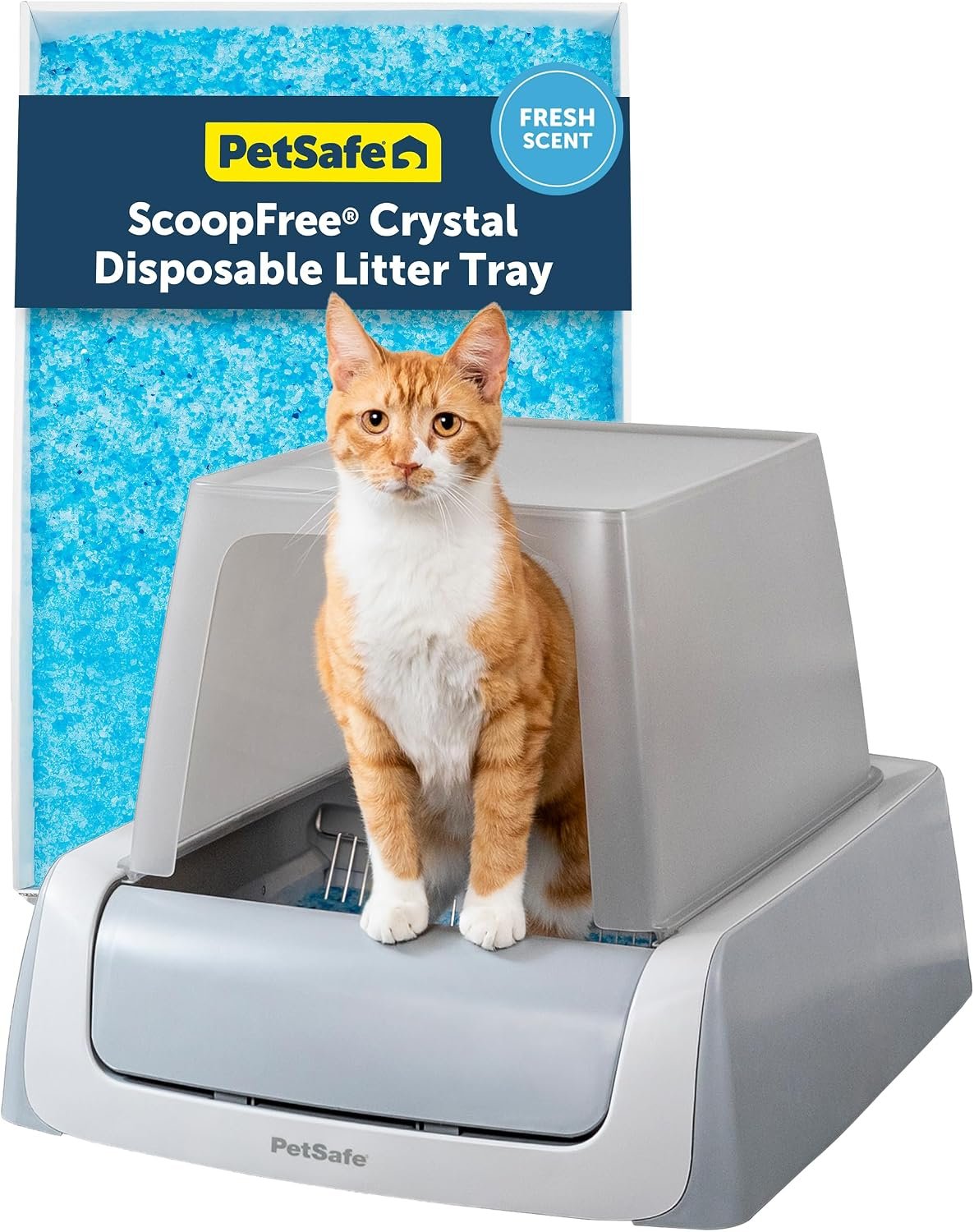 PetSafe ScoopFree Crystal Pro Legacy Front-Entry Self-Cleaning Litter Box | Hands-Free Automatic Cleaning, Advanced Odor Control, Health Counter Display, Includes 1 Disposable Crystal Litter Tray