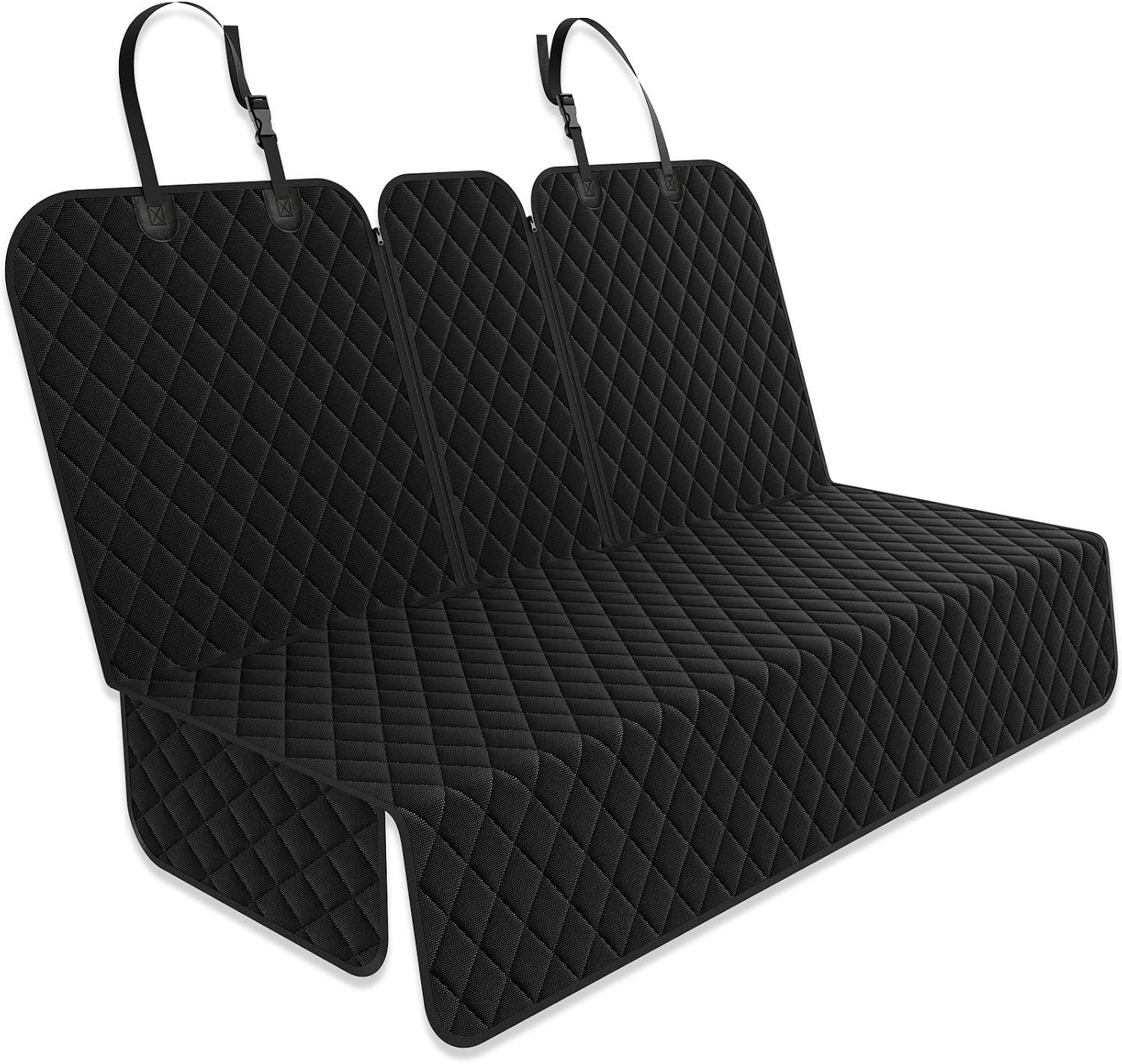 Yonktoo Dog Car Seat Cover for Back Seat, 60/40 Split Bench | 53″ Wide • Water-Resistant Oxford • Non-Slip • Black • Family Cars, Compact SUVs & Compact MPVs