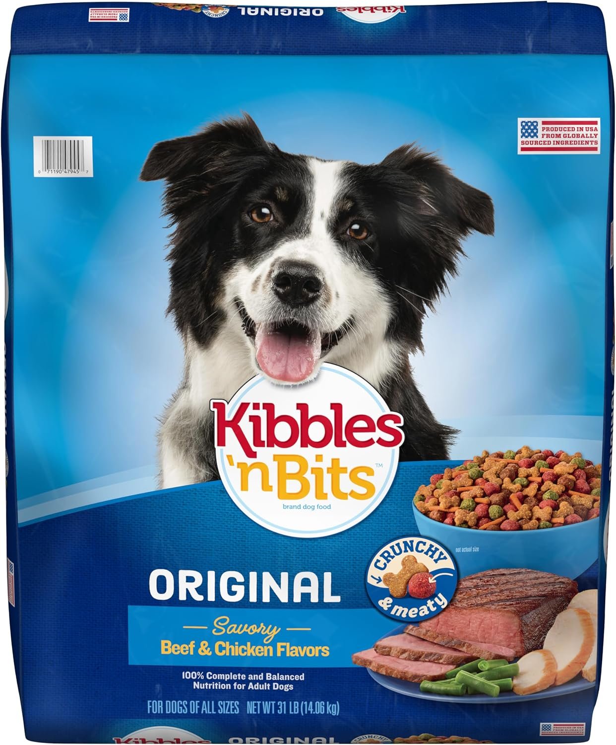 Kibbles ‘n Bits Original Savory Beef & Chicken Flavor Dry Dog Food, 31 Pound Bag