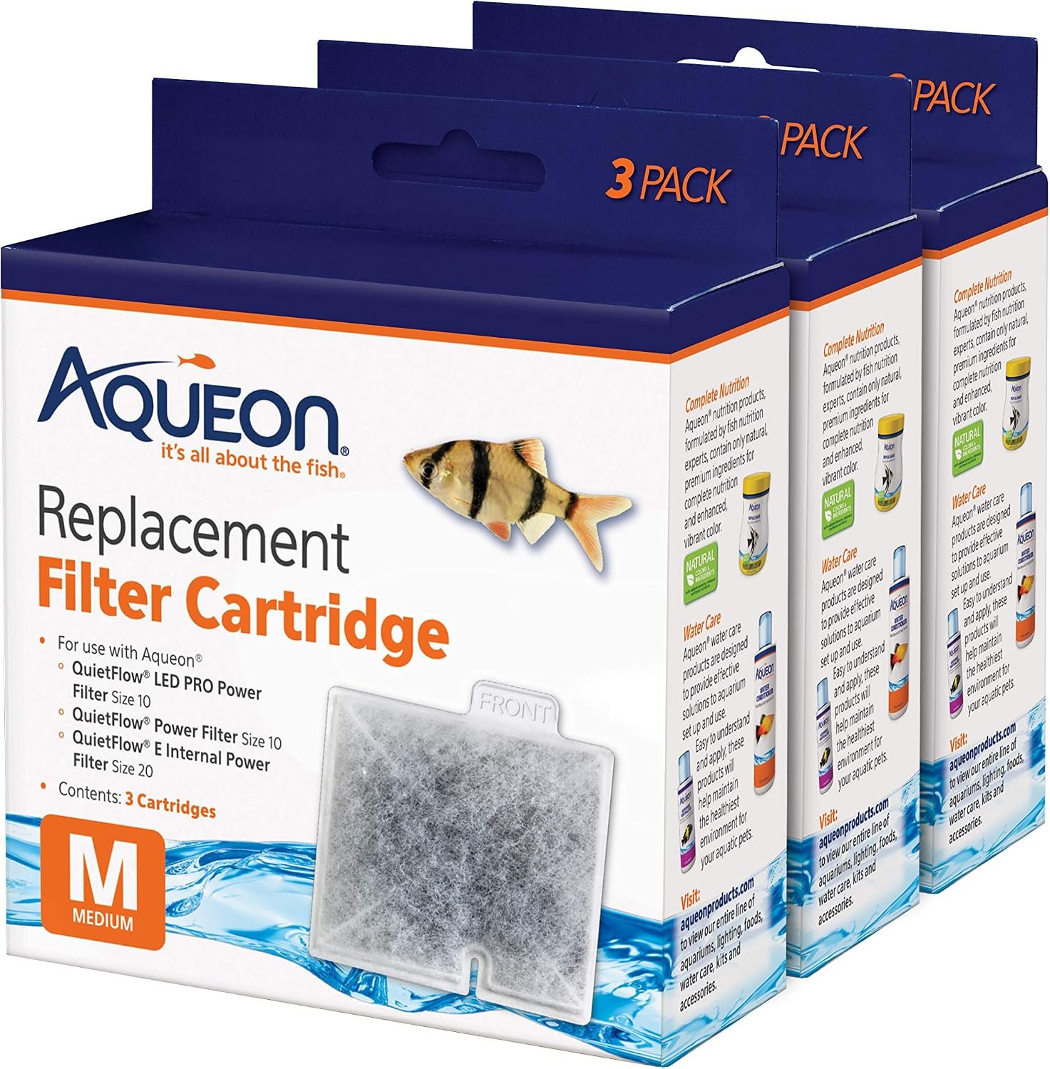 Aqueon Aquarium Fish Tank Replacement Filter Cartridges Medium – 9 pack