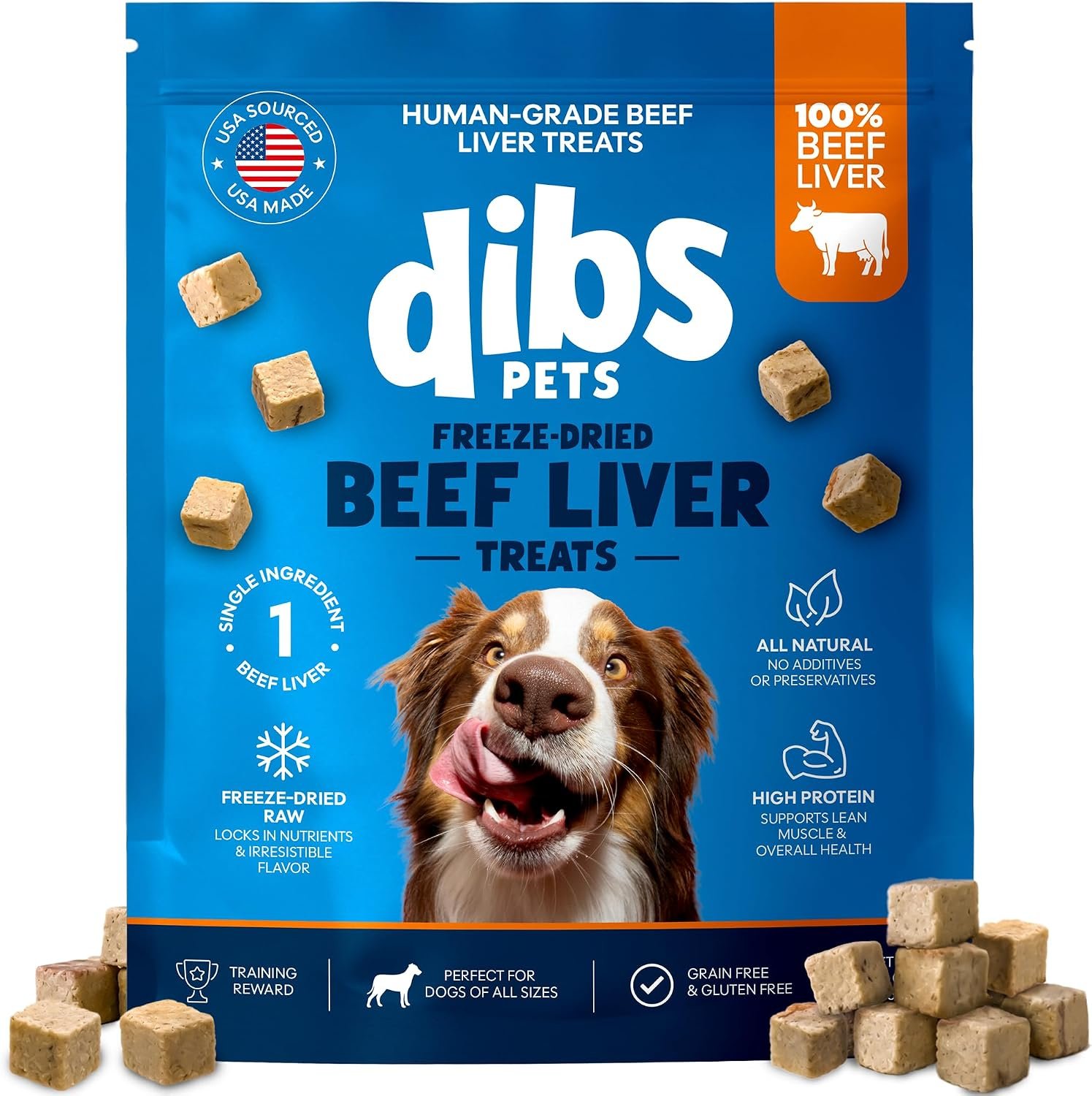 Freeze-Dried Beef Liver Dog Treats, 100% USA-Sourced Beef Liver, Made in USA, Single-Ingredient High-Protein Training Treats & Meal Topper, Grain-Free, No Additives, 21 oz