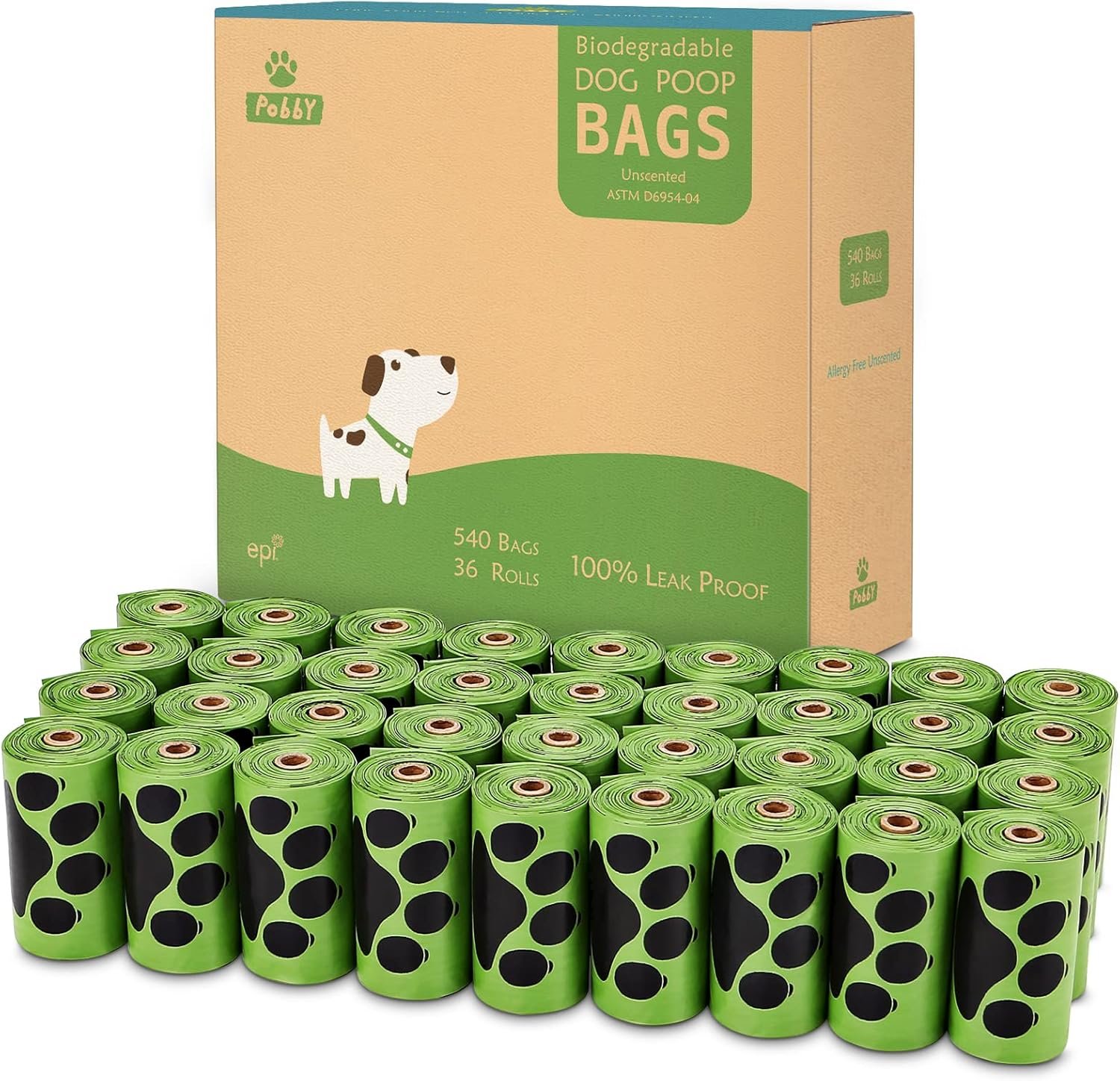Dog Poop Bags Rolls 540 Count, Unscented Refill Rolls, 9″ X 13″ Doggie Poop Bags, Dog Waste Bags BY PobbY