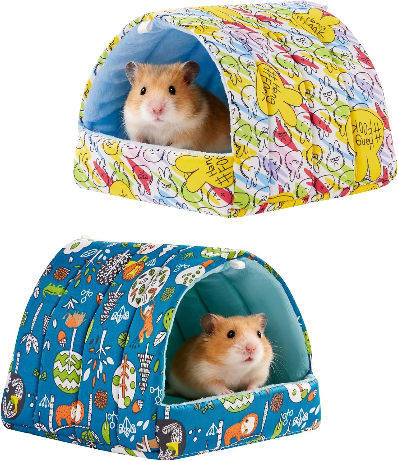 2 PCS Hamster Hideout,Washable Hamster Bed Hamster Bed Hut Hamster House, Small Animal Cage Accessories for Mouse Hedgehogs Ferrets Bearded Dragons and Rats