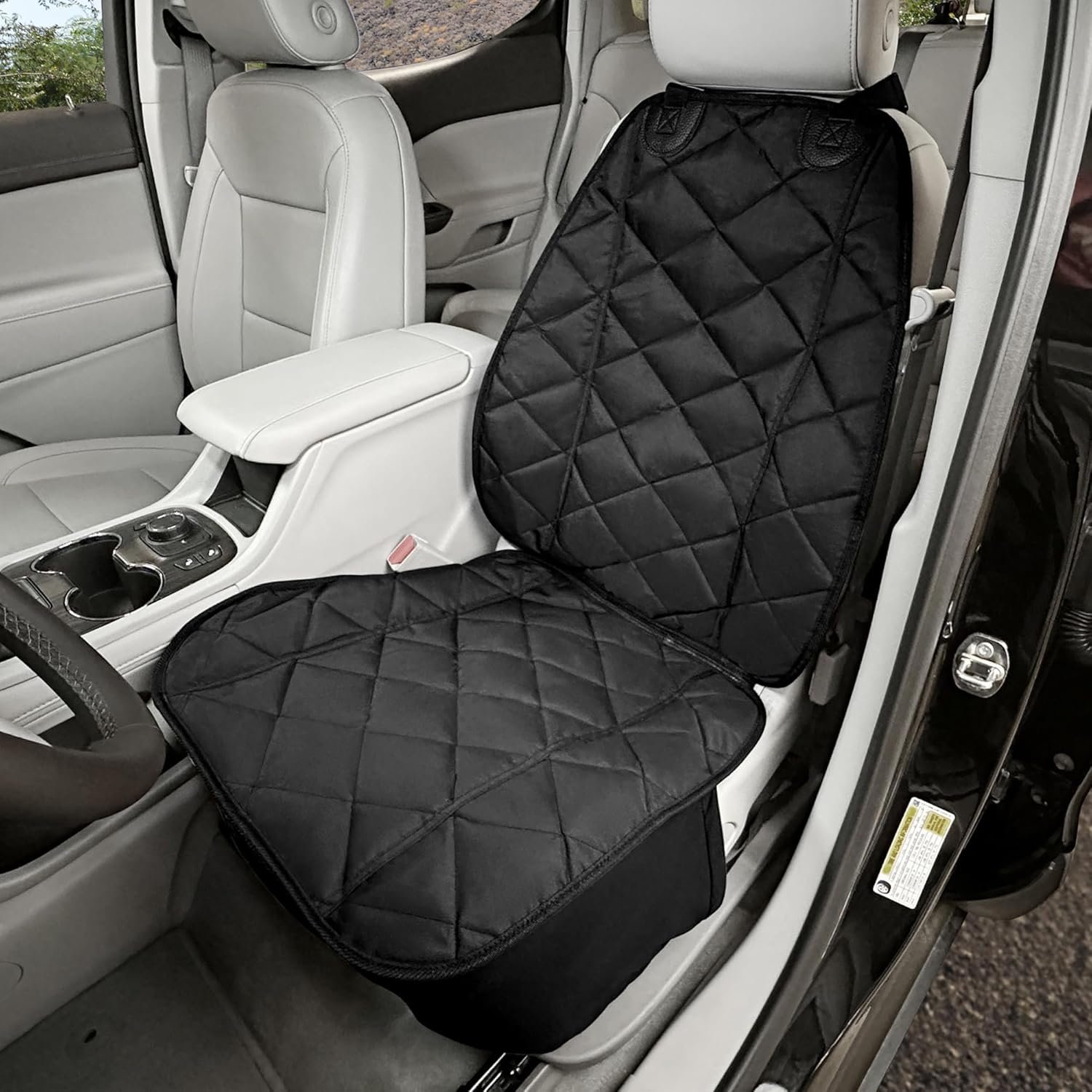 4Knines Heavy Duty Front Bucket Seat Cover for Dogs, Waterproof, Black | Heavy-duty with K9-Shield waterproof protection. Fits captain & bucket seats. Nonslip. Easy install & clean.
