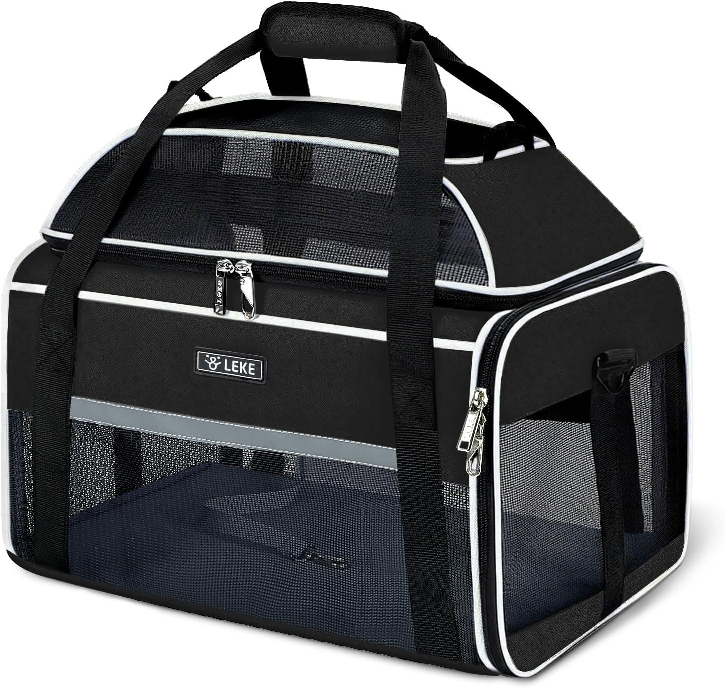 Lekereise Top-Expandable Pet Carrier 18x13x9.5 Inch Southwest Frontier Airline Approved Soft Sided Underseat to 15lbs Travel Carriers for Small Cats Dogs with Locking Safety Zippers Anti-Scratch Mesh