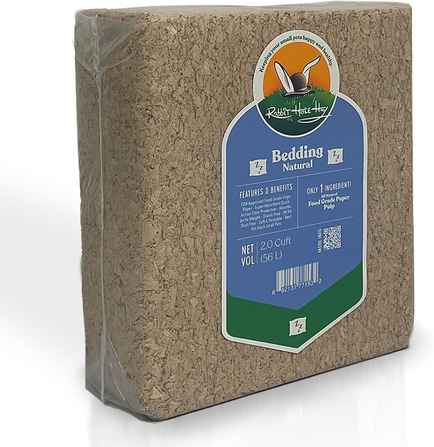 Rabbit Hole Hay – Ultra Premium Food Grade Bedding, Natural, 1.9 cu ft – Dust-Free & Hypoallergenic