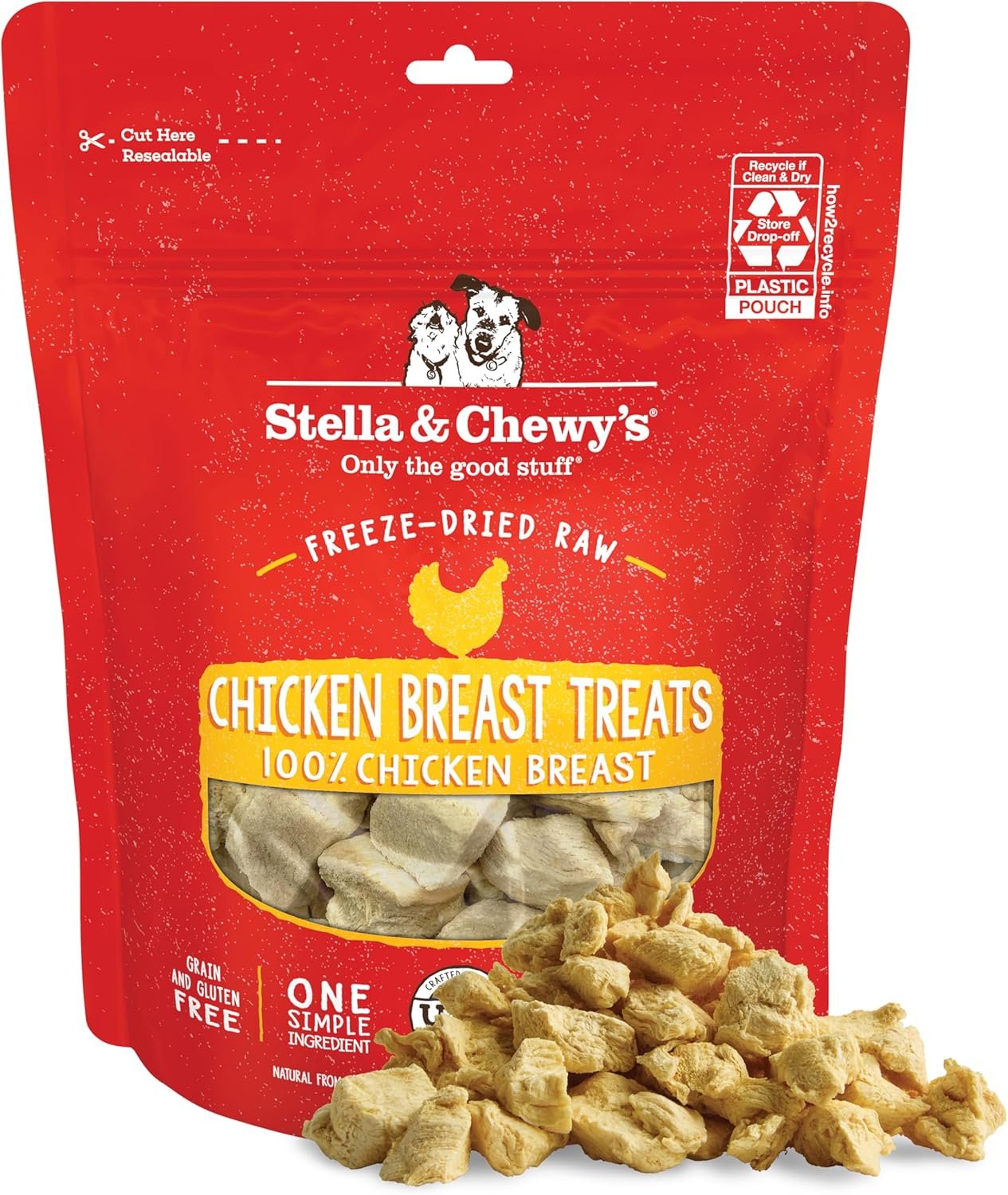 Stella & Chewy’s Freeze-Dried Raw Chicken Breast Dog Treats – Single Ingredient, No Additives – Premium Training Treats – Perfect For Picky Eaters – 2.75oz Bag