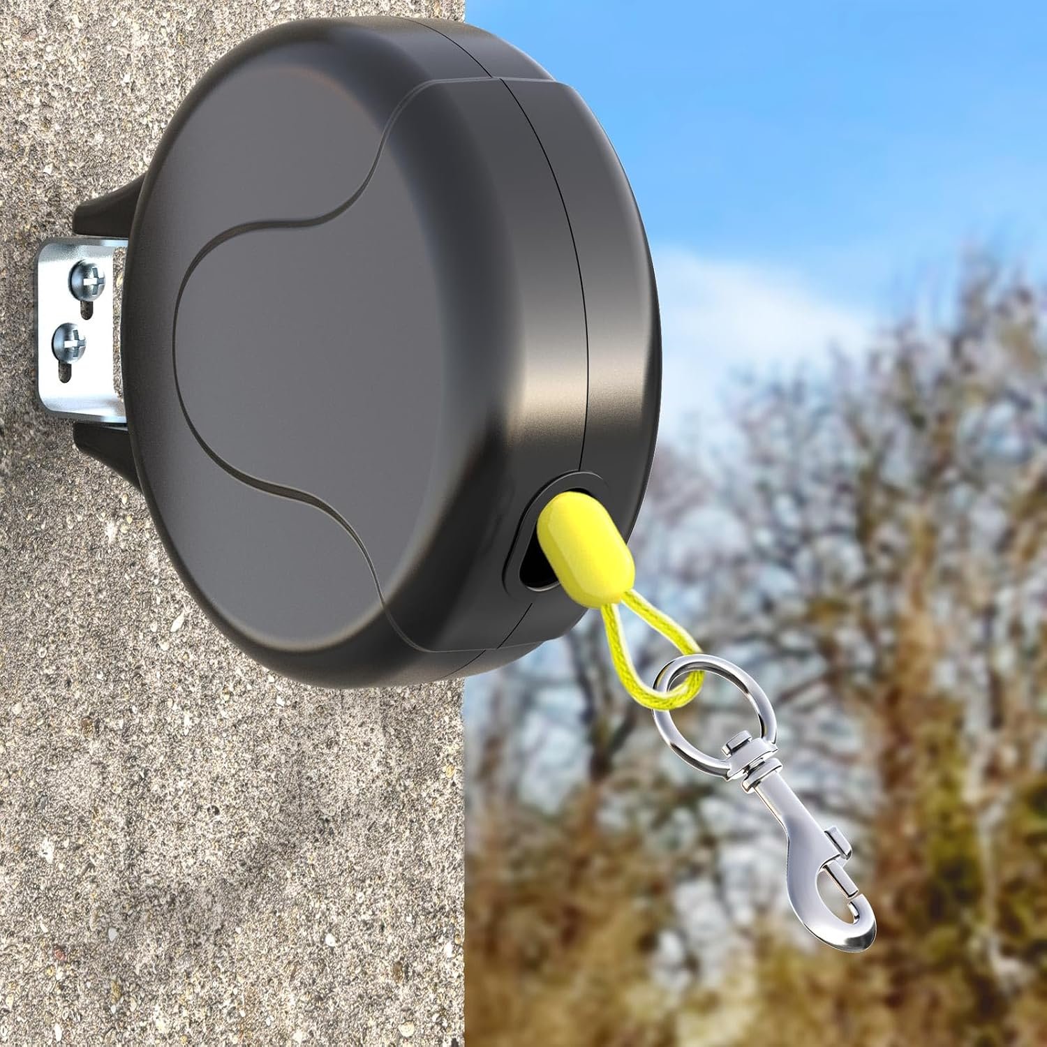 30FT Wall Mount Retractable Dog Tie Out Cable – 180° Swivel & 360° Tangle-Free Design, Perfect for Yard, Picnics & Camping Heavy Duty Steel Cable for Small to Large Dogs (TP-001)