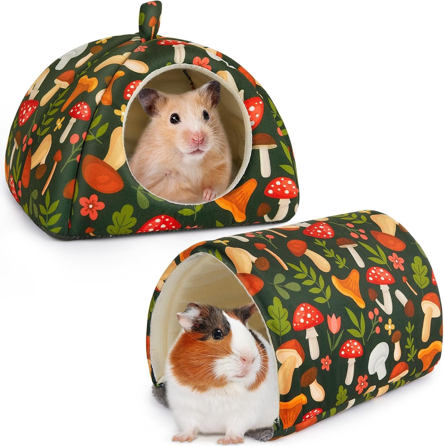Bienbee Guinea Pig Hideout, 2 Piece Washable Set for Small Animals Small | Guinea Pig Bed With Soft Plush, Resilient Padding, and Easy Machine Washing for Resting Hiding and Tunnel Playing