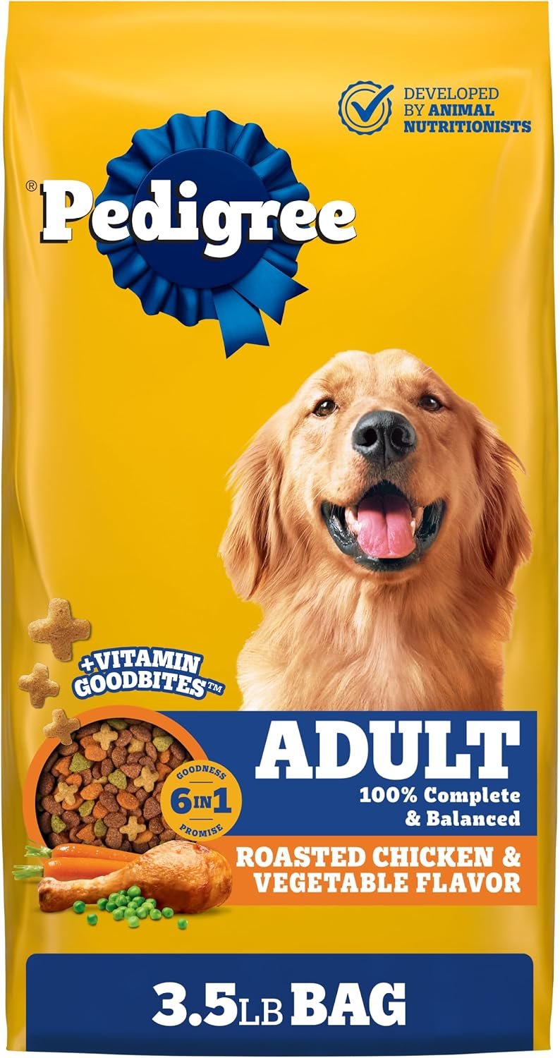Pedigree Complete Nutrition Dry Dog Food, Chicken & Vegetable, 3.5 lb | Nutrient boost, prebiotic fibers, 36 vitamins & minerals, Omega 6 & Zinc, natural flavors, supports skin & coat