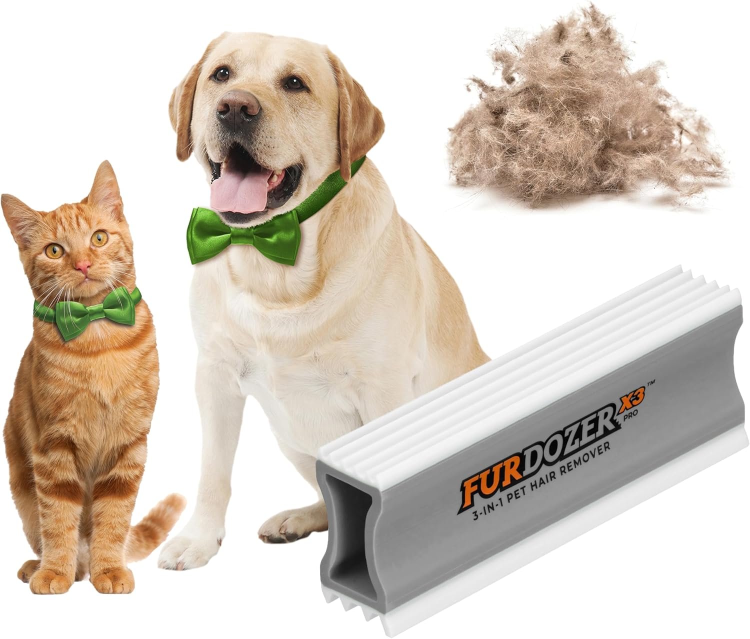 FurDozer Pet Hair Remover & Auto Detailing Tools – Cat & Dog Hair Remover for Carpets, Car Interiors, Couches, Bedding, & Pet Furniture (Gray, X3 PRO – 5″ Long)
