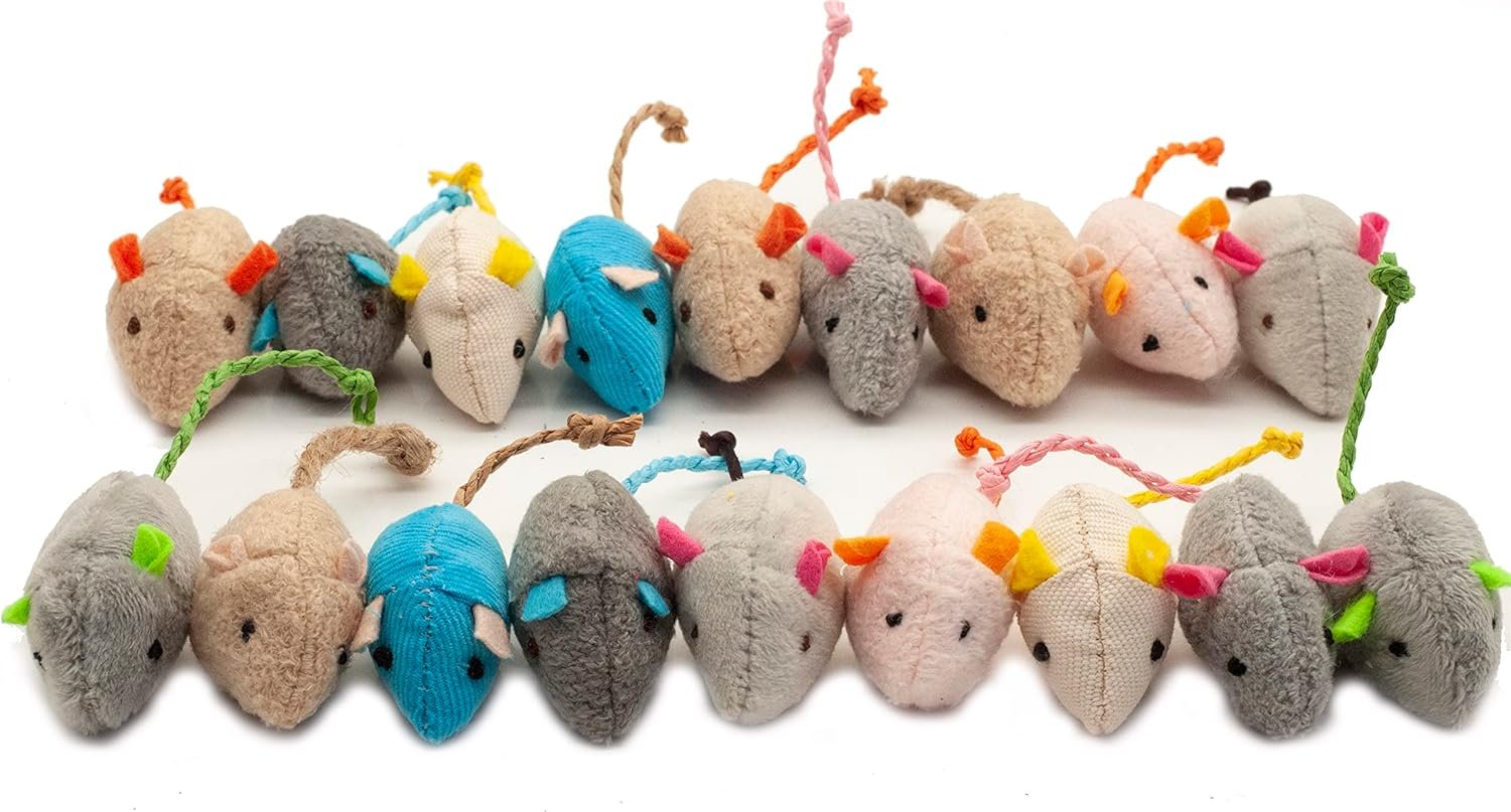 Fashion’s Talk Cat Mice Toy 18-Pack Plush Catnip-Filled Mice Toys for Indoor Cats – Realistic Design, 9 Assorted Colors, 2 of Each, Value Pack