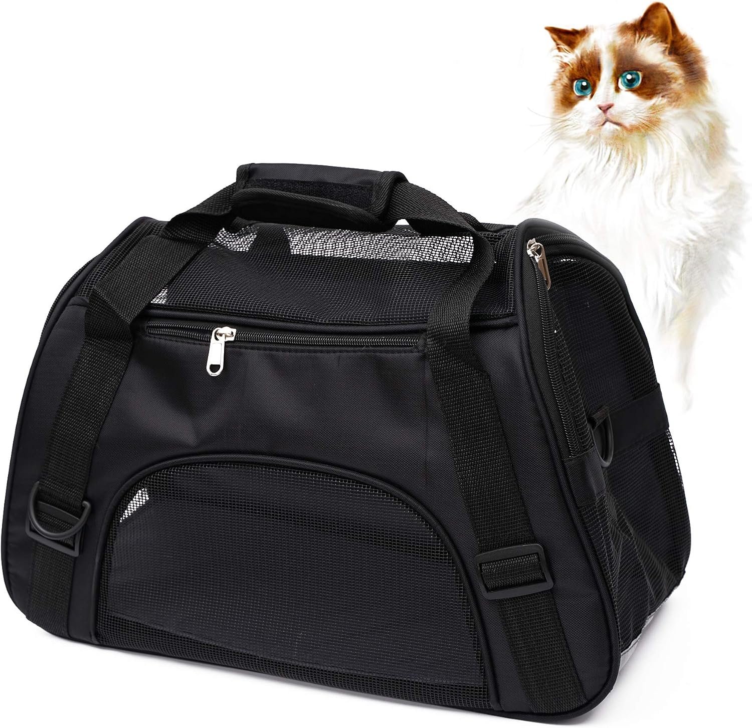 MuchL Pet Carrier Soft-Sided Carriers for Cat Carriers Dog Carrier for Small Medium Cats Dogs Puppies Pet Carrier Airline Approved Cat Dog Pet Travel Carrier (Small, Black)