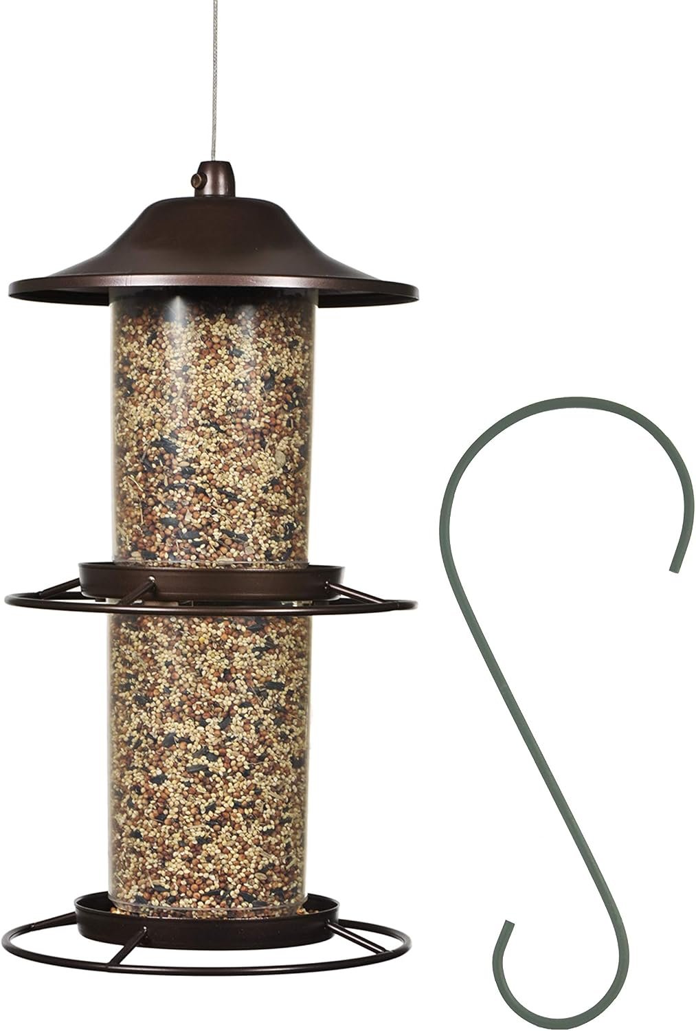 Perky-Pet Large 2-Tier Panorama Wild Bird Outdoor Feeder with Hanging Hook – 325SCOMBO-1SR – 4.5 lb Seed Capacity – Durable Construction – Versatile Hanging with Included Hook