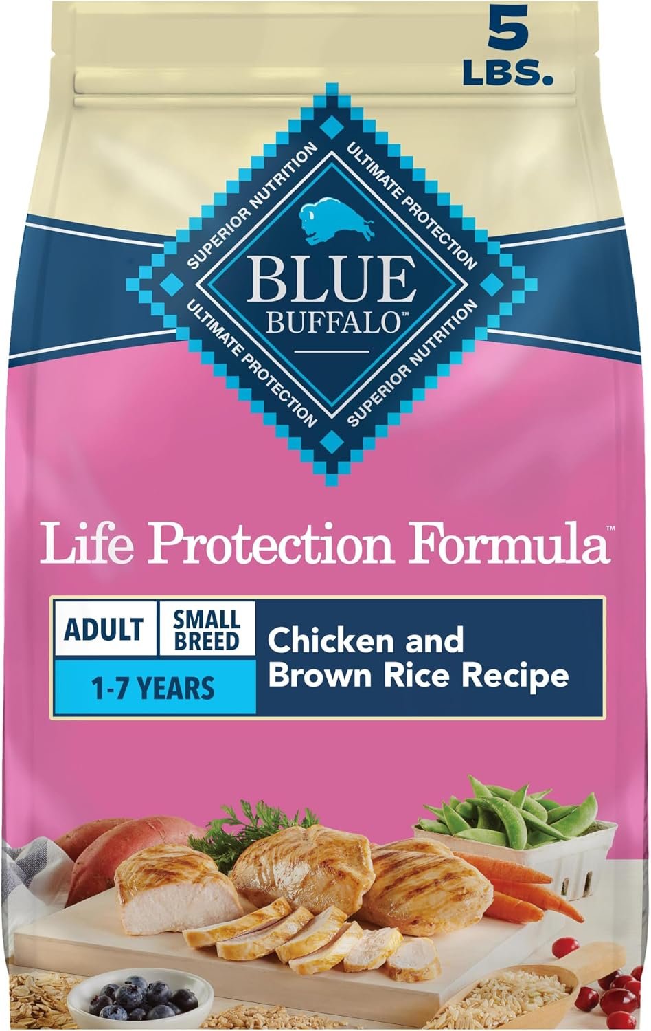Blue Buffalo Life Protection Formula Chicken Small Breed Dry Dog Food, 5 lb | Real Chicken #1 Ingredient, Antioxidant-Rich LifeSource Bits, Supports Higher Energy Needs, Formulated for Small Breed Dogs
