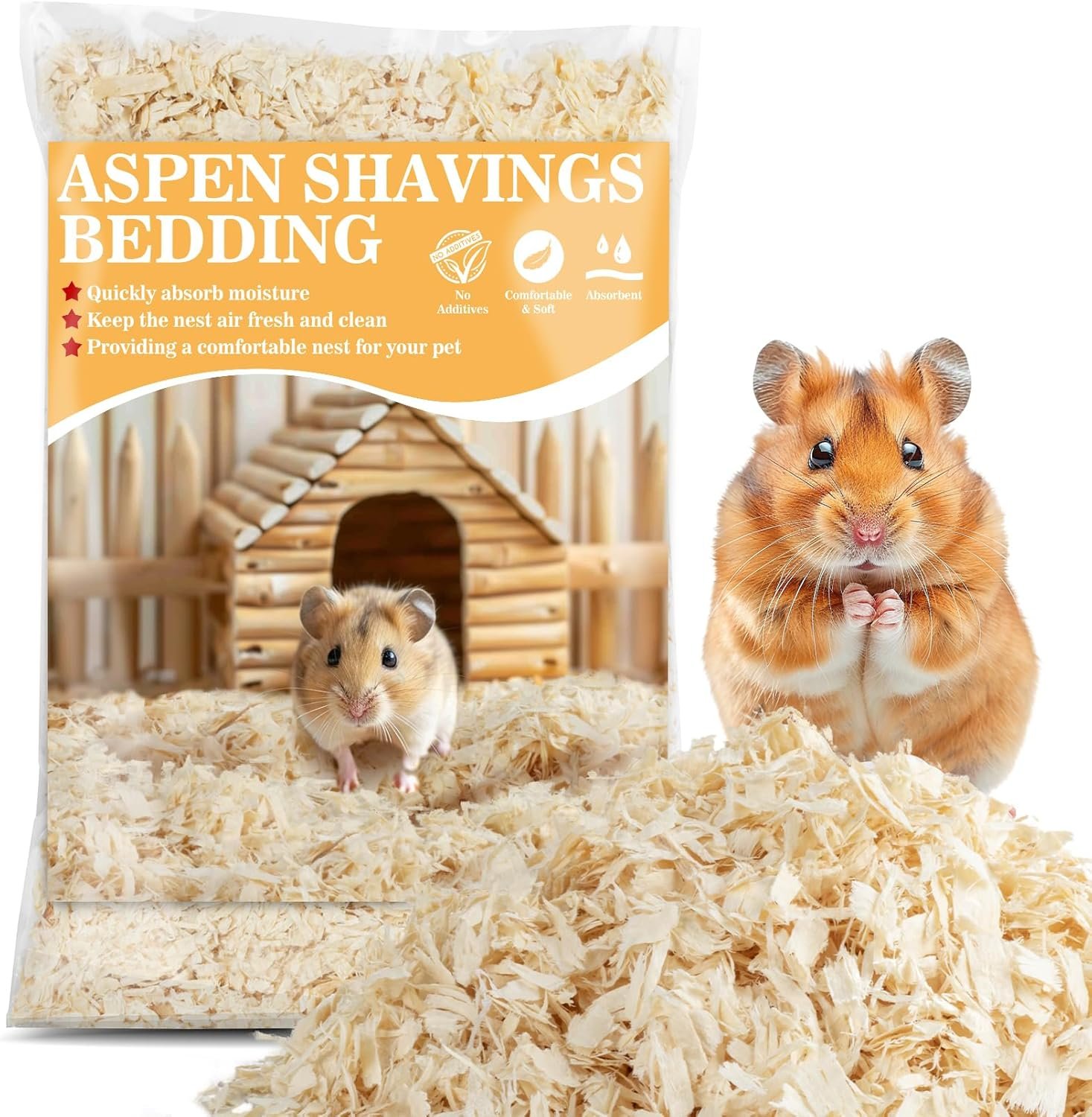 Sukh Hamster Bedding – Aspen Shavings Small Animal Pet Bedding | Aspen Bedding for Small Animals, Guinea Pigs, Rabbits, Hamsters, Gerbils, Chinchillas, Rats, Mice, Snakes & Hedgehogs, 14 OZ