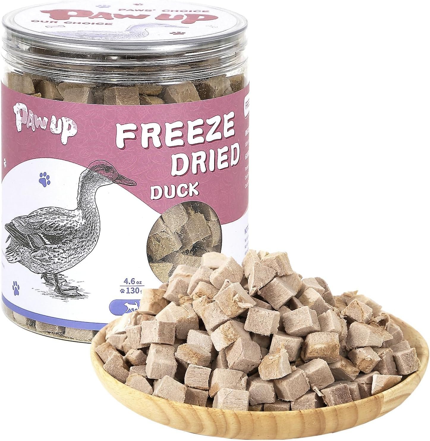 PAWUP Freeze Dried Cat Treats, Duck Breast, Single Ingredient, 4.6oz | Cat Food Toppers, High Protein, Low Fat, Natural, Healthy, Rawhide Free, Gluten&Grain Free