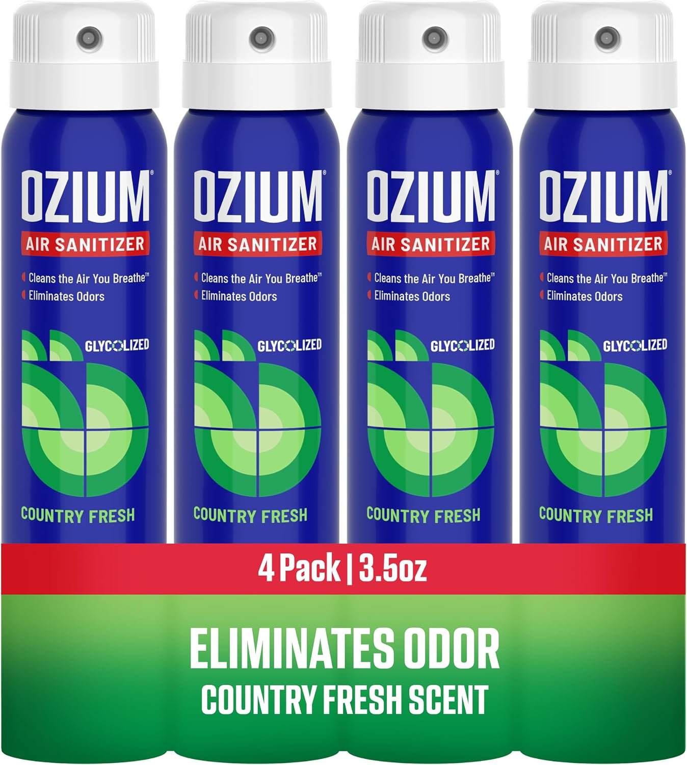 Ozium 3.5 Oz. Air Sanitizer and Odor Eliminator Spray | For Homes, Cars, Offices and More, Country Fresh Scent, 4 Pack