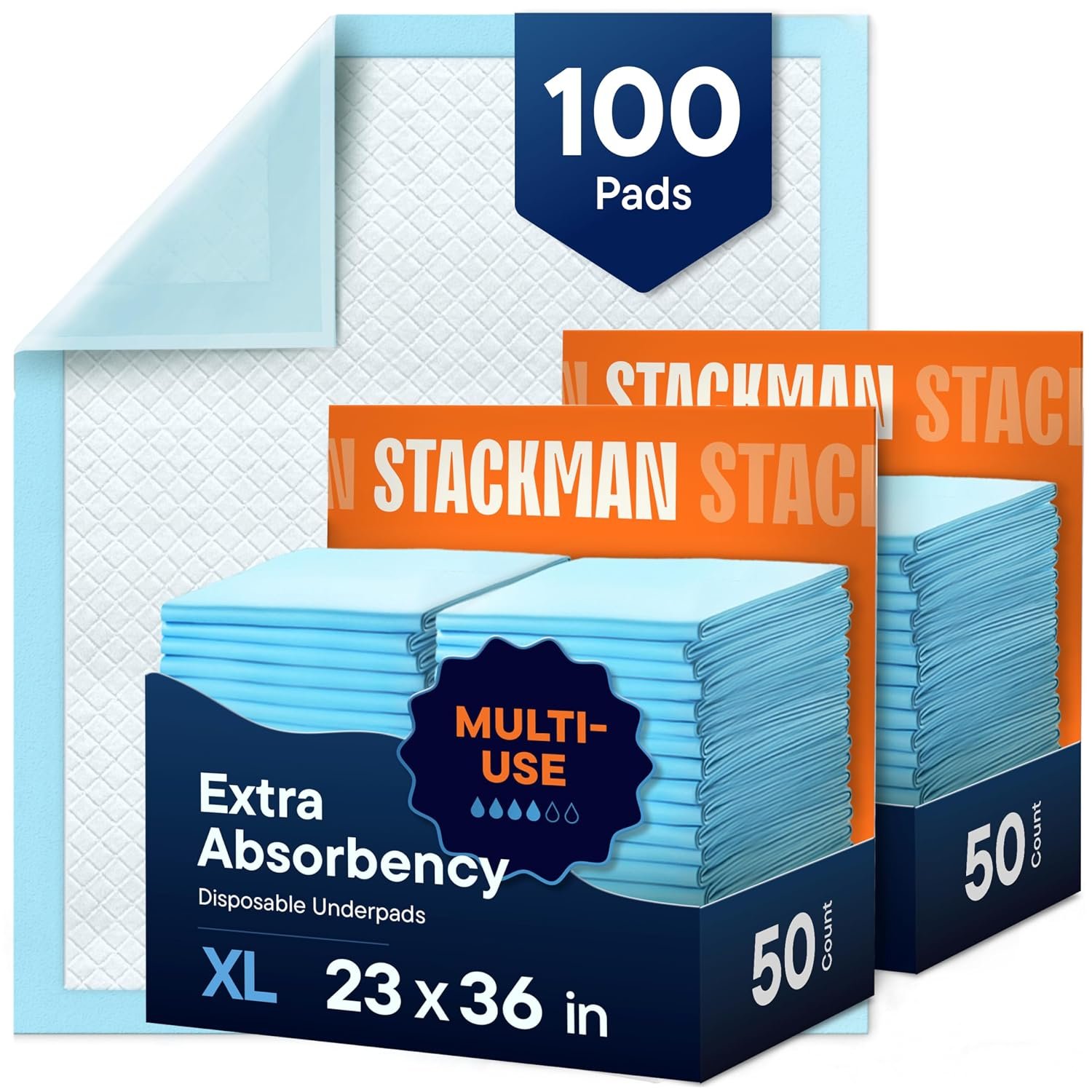 Chucks Pads Disposable [100-Pack] Adult Incontinence Underpads 23″x36″ Large Super Absorbent Protective Bed Pads, Leak-Proof Pads – Pee Pads for Kids, Adults and Pets – Dog & Puppy Training Pads