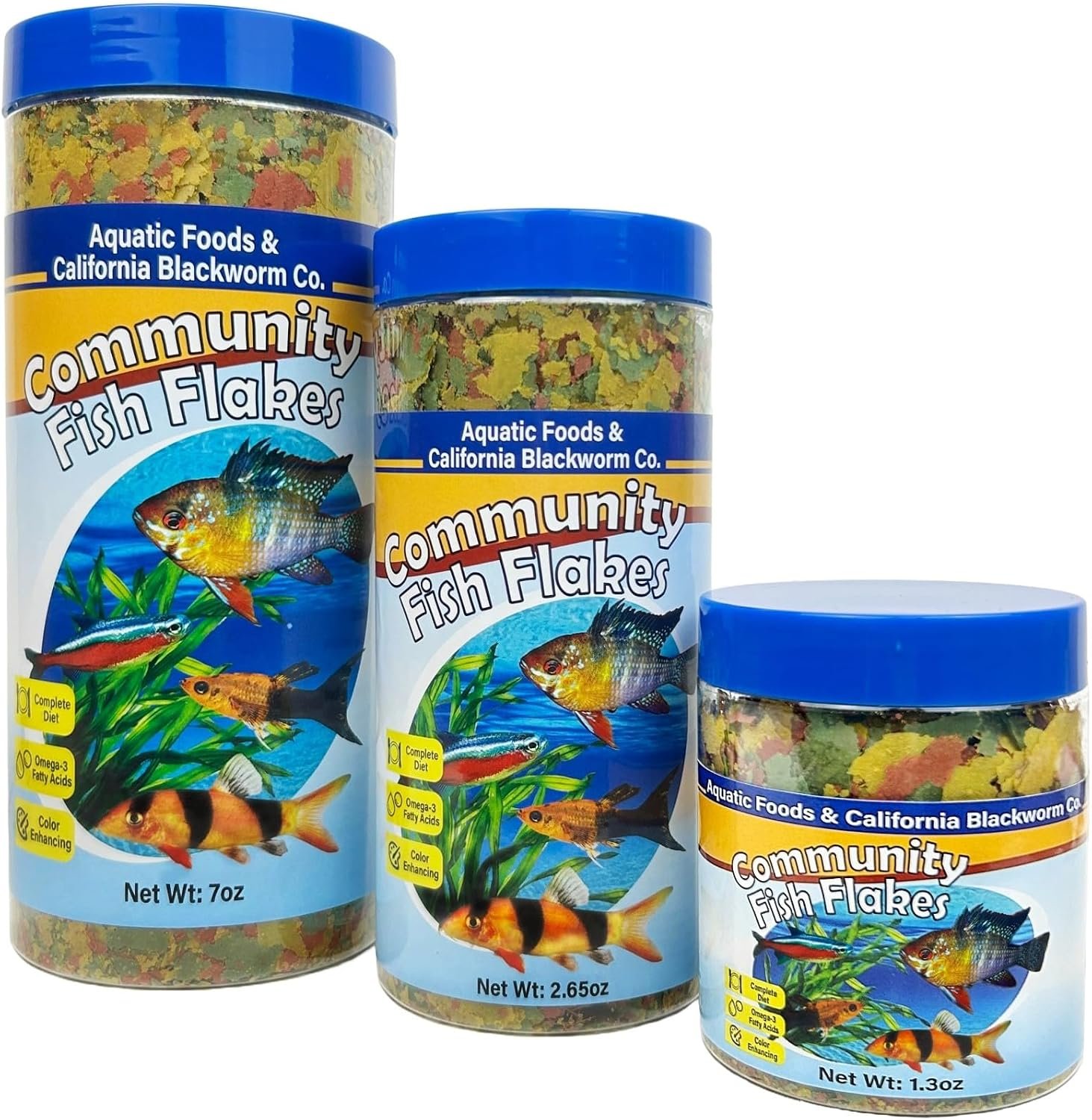 Community & Tropical Fish Flakes, for Angel Fish, Guppies, Live Bearers, Loaches, Gouramis, Catfish, Cichlids, 12-Type Pellet Mix & 4-Type Wafer Mix Included…7.0oz Canister