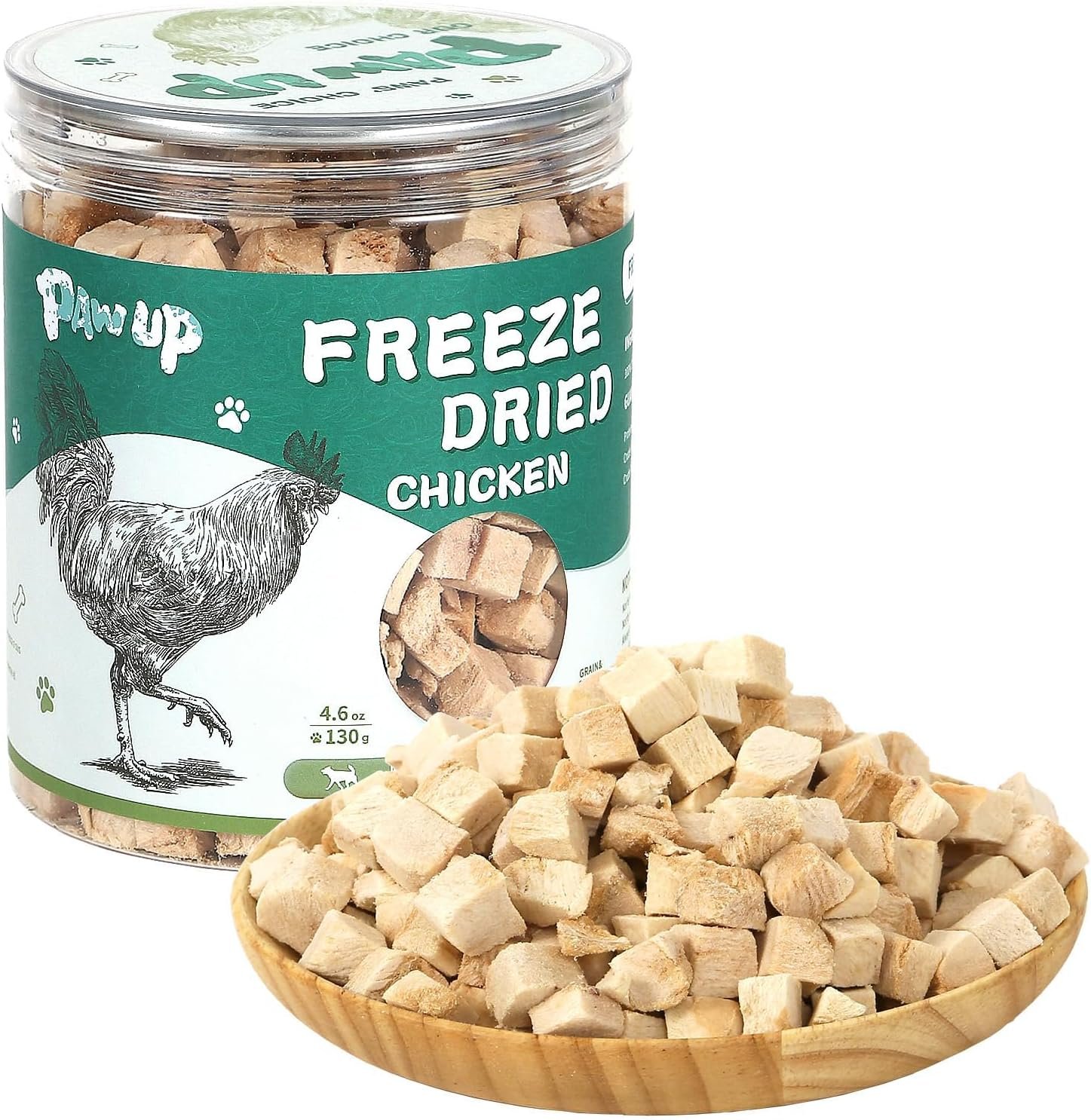PAWUP Freeze Dried Chicken Treats for Cats, High Protein Low Fat Cat Food Topper, Single Ingredient Natural Healthy Cat Treats, 4.6oz