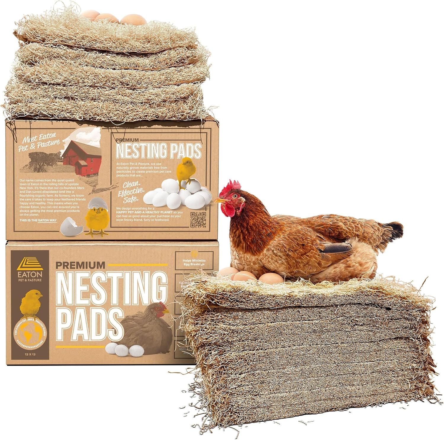 Eaton Pet and Pasture Nesting Pads for Laying Hens, 13″ x 13″, 10 Pack
