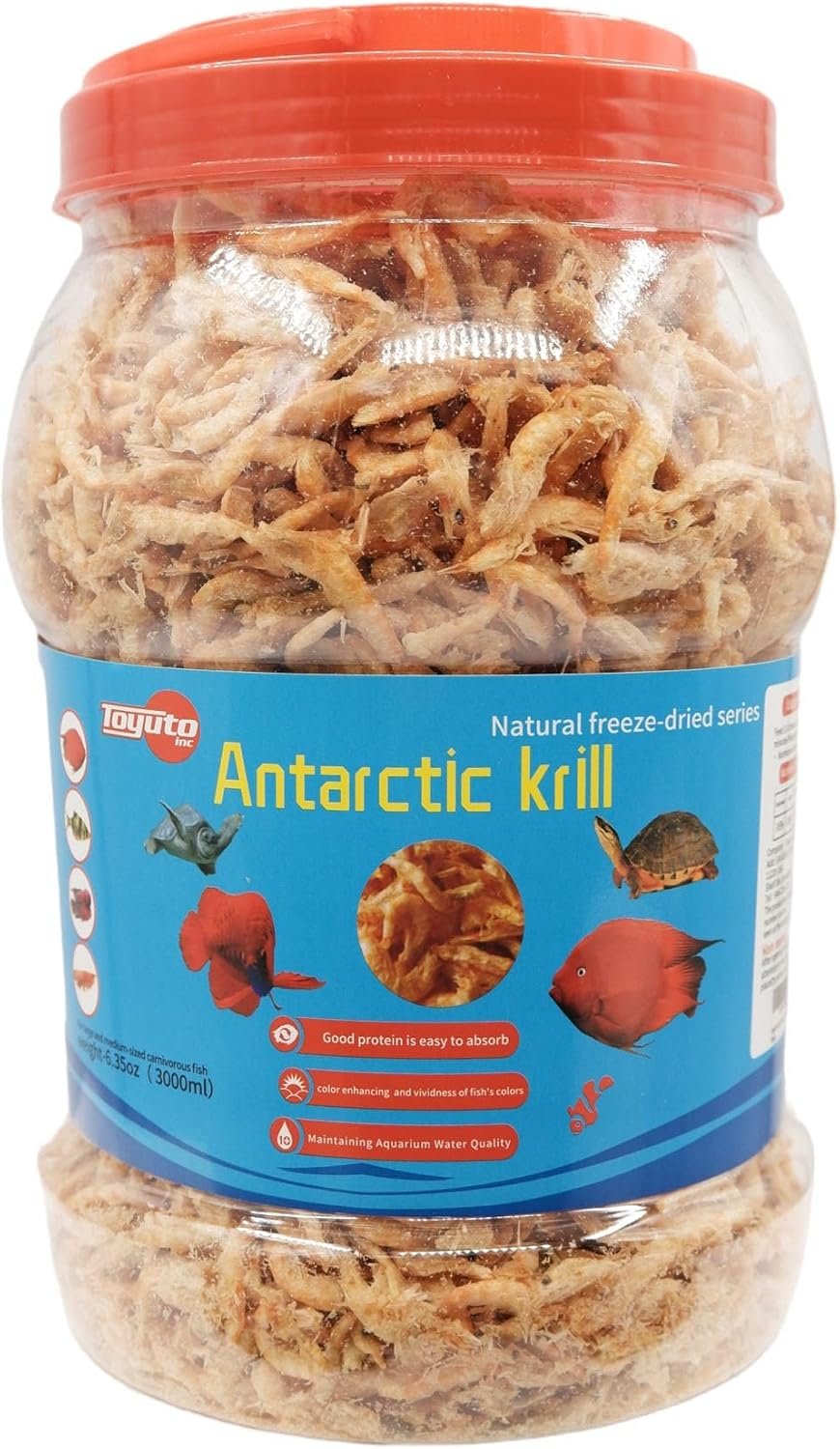 Premium Freeze-Dried Krill & Shrimp Mix – Ideal for Arowana, Koi, Tropical Cichlids, and Turtles – High-Protein Floating Aquarium Food (2000ml)